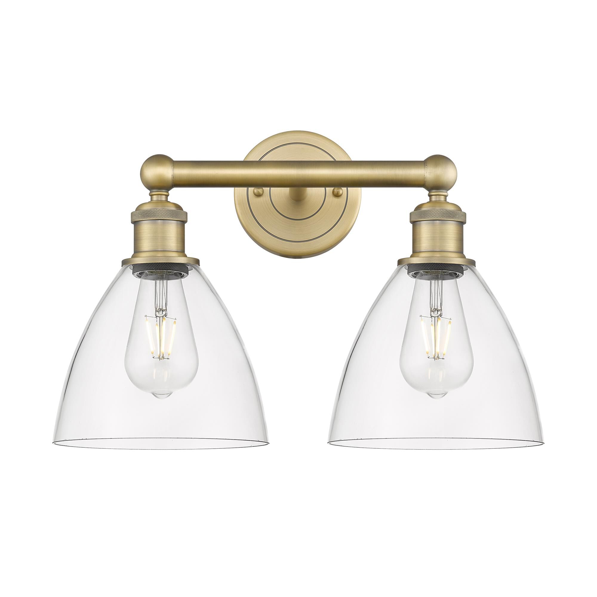 Shown in Brushed Brass finish and Clear glass