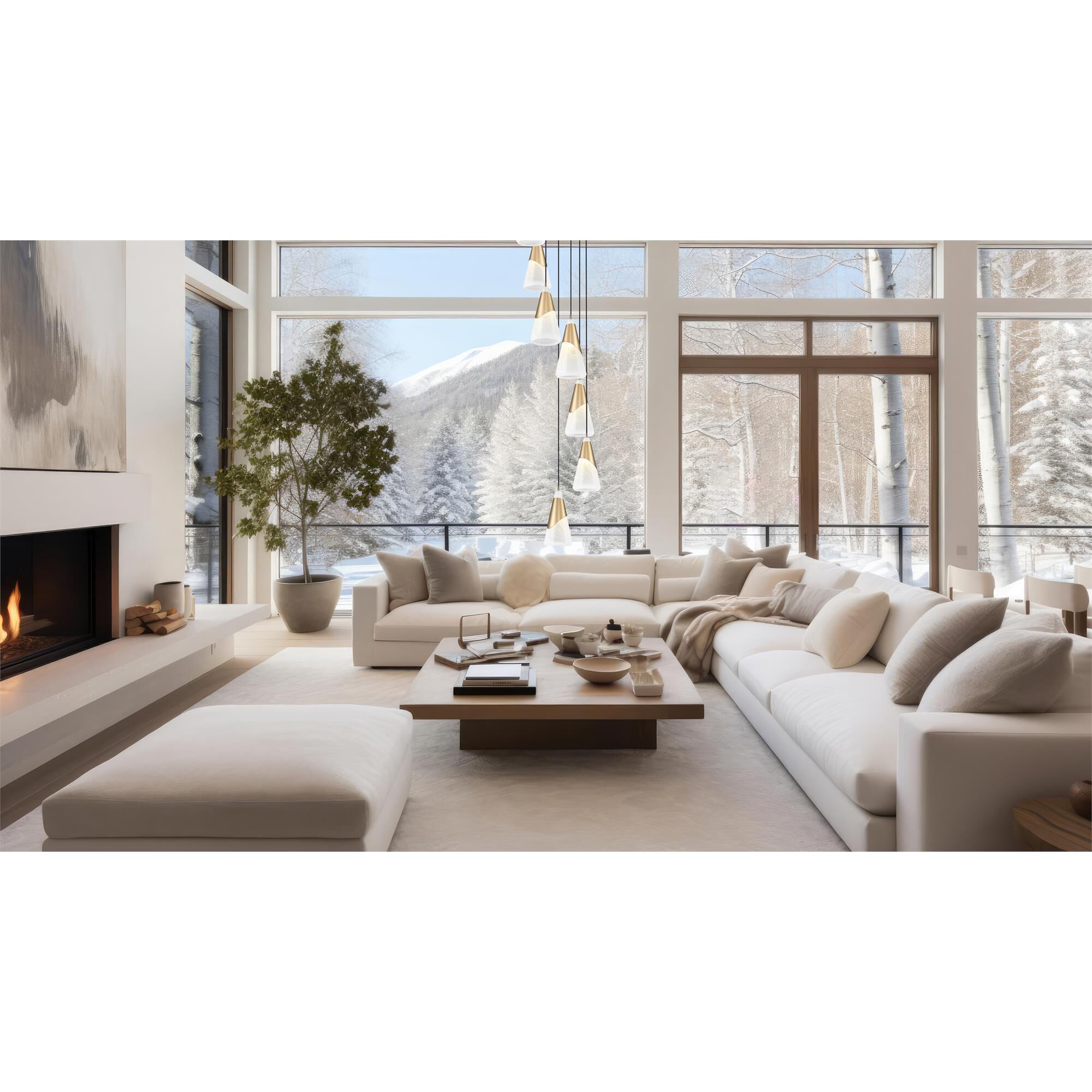 Shown in Modern Gold finish and White Swirl glass and White Swirl shade