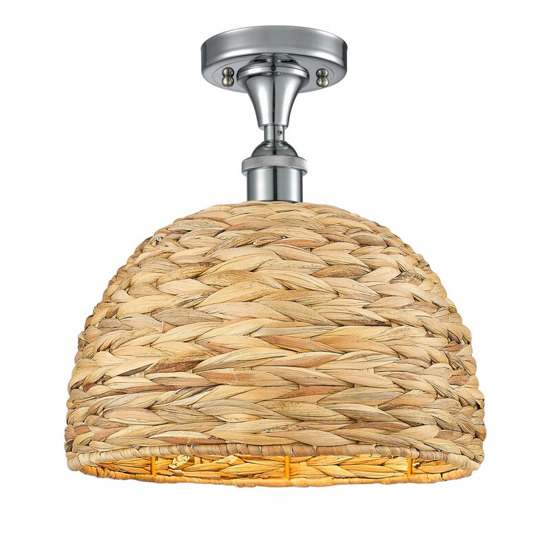 Bruno Marashlian Woven Rattan 12 Inch Semi Flush Mount by Innovations Lighting
