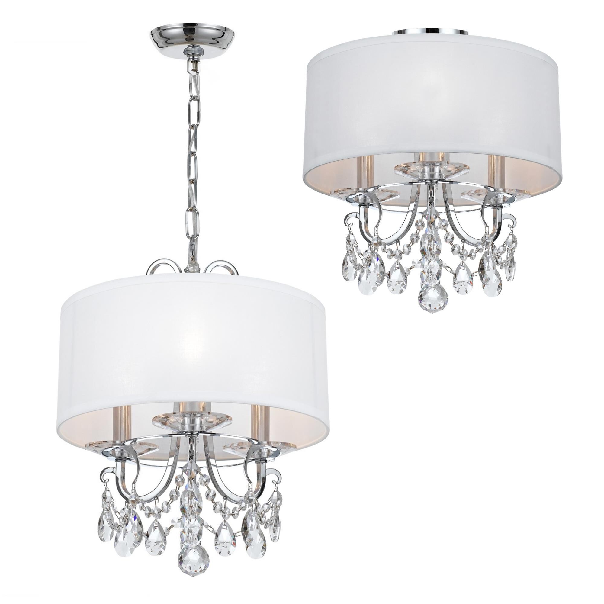 Shown in Polished Chrome finish and Swarovski Strass Crystal crystal and Silk glass and White shade