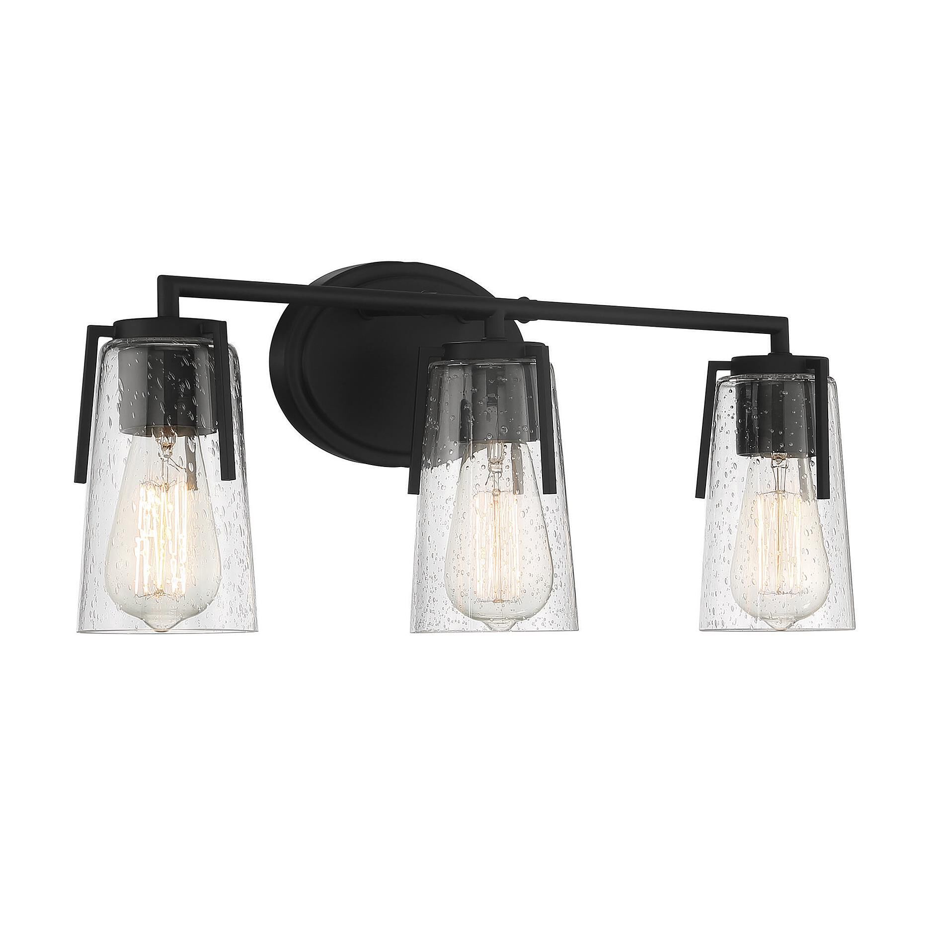 Shown in Black finish and Clear Seeded glass