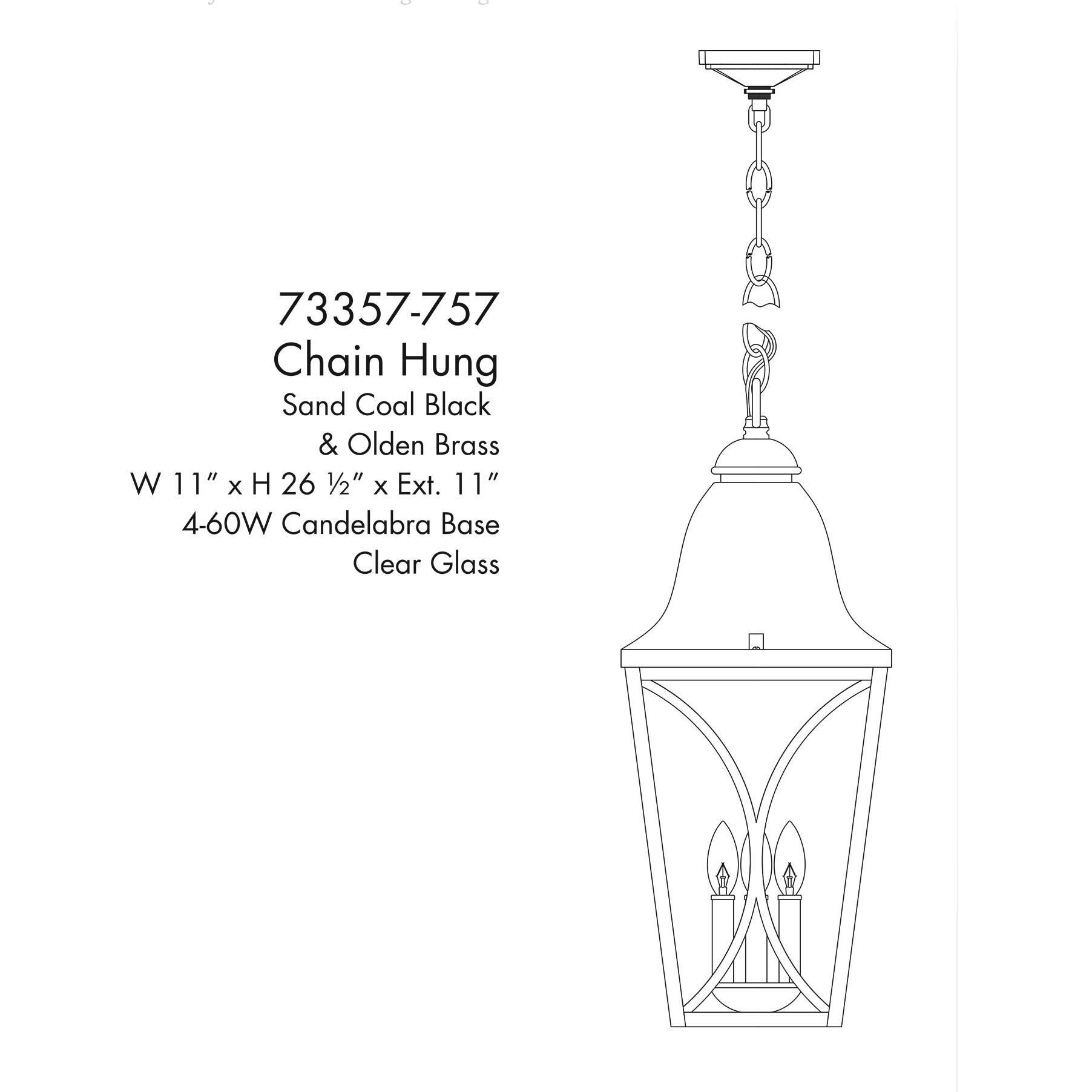 Shown in Sand Coal Black and Olden Brass finish and Clear glass