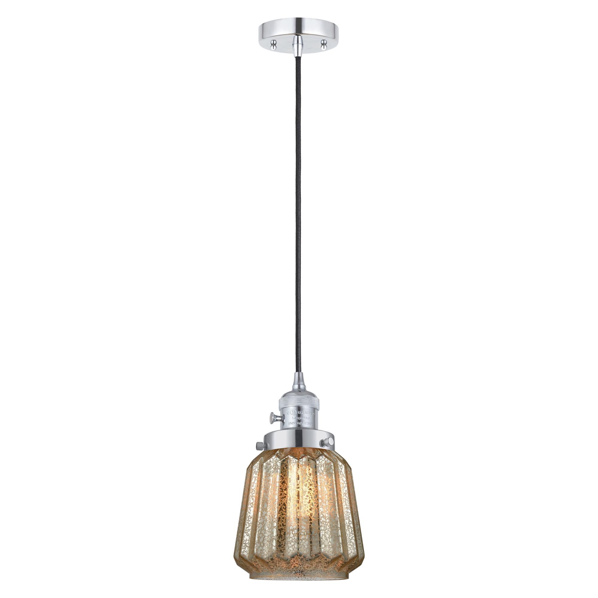 Shown in Polished Chrome finish and Mercury glass