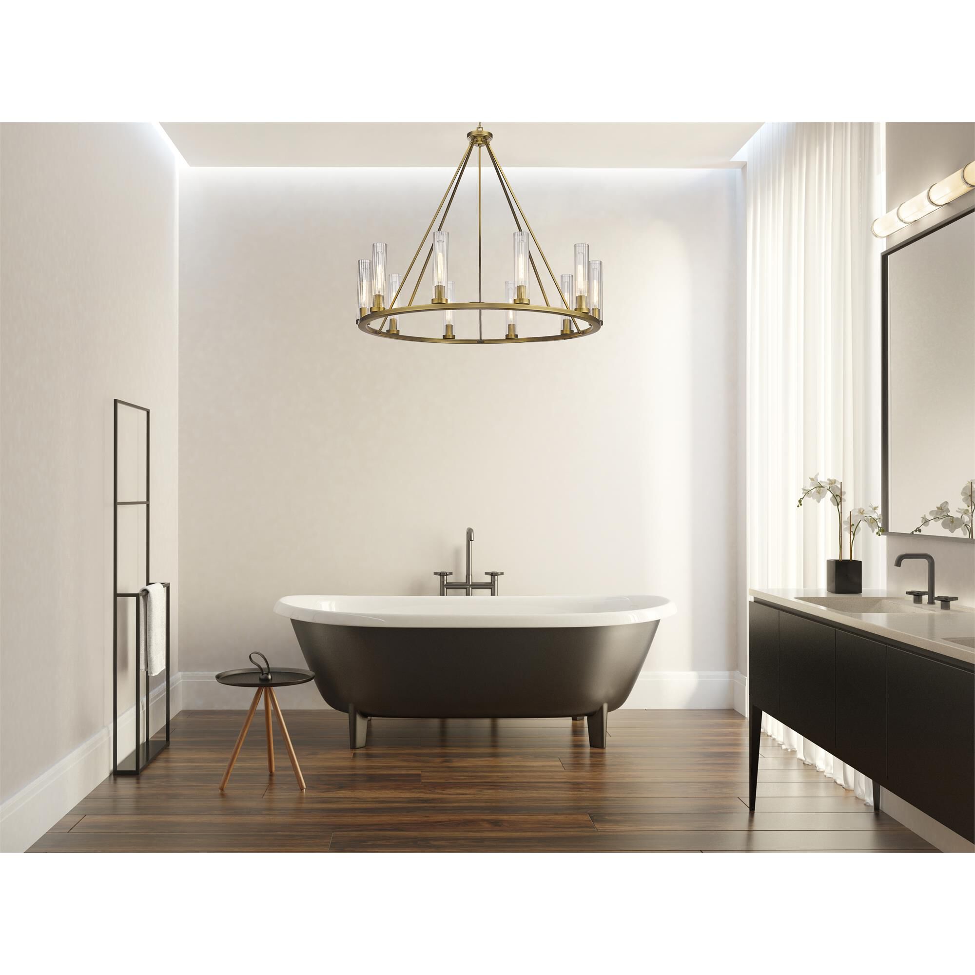 Shown in Rubbed Brass finish and Clear glass and No Shade shade