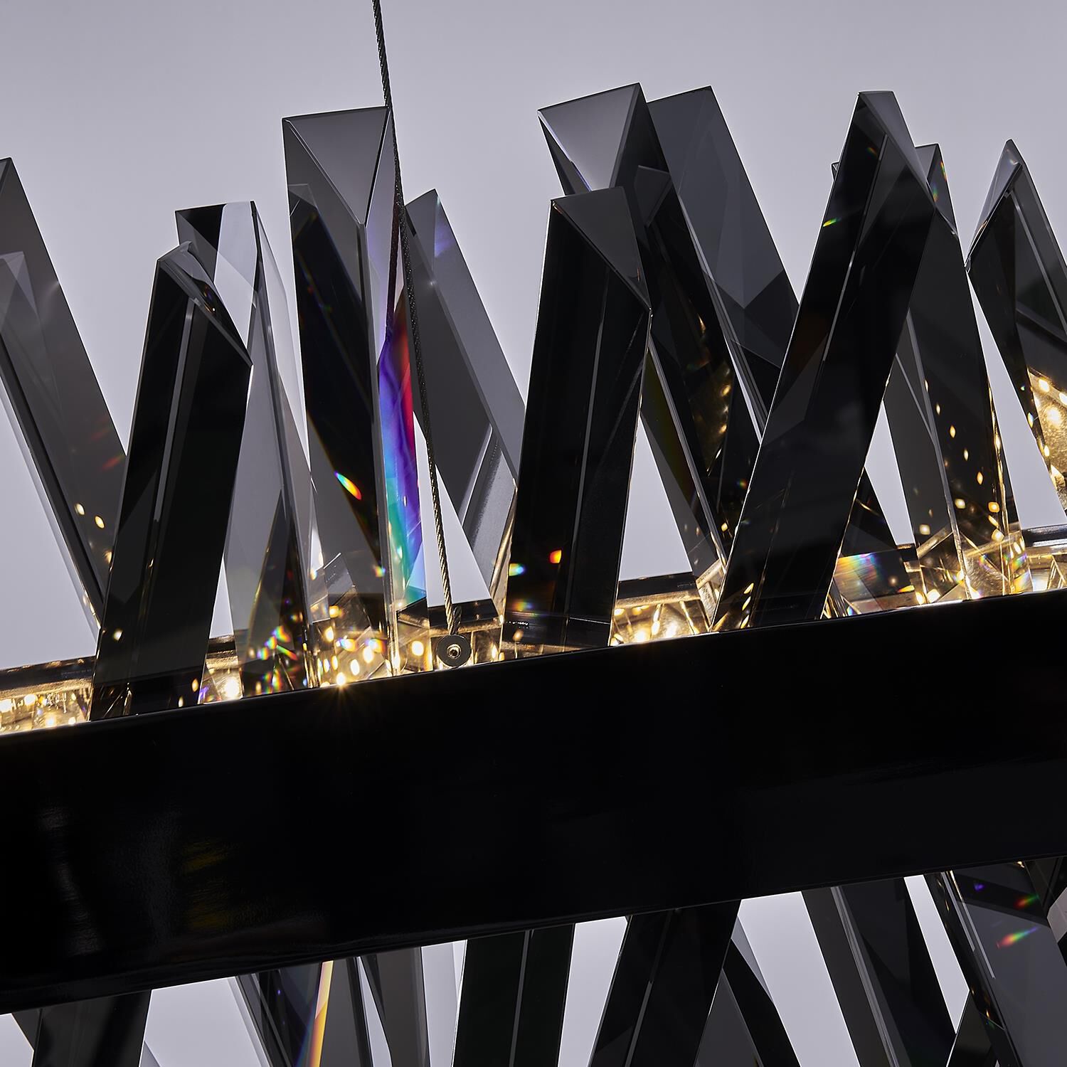 Shown in Black Nickel finish and Smoked Firenze crystal