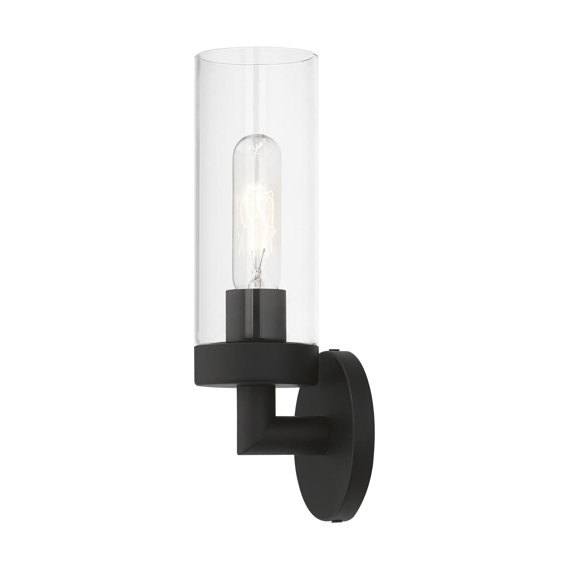 Shown in Black finish and Clear glass