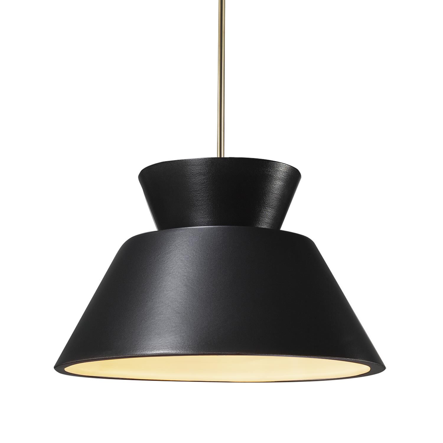 Shown in Antique Brass finish and Carbon Matte Black shade