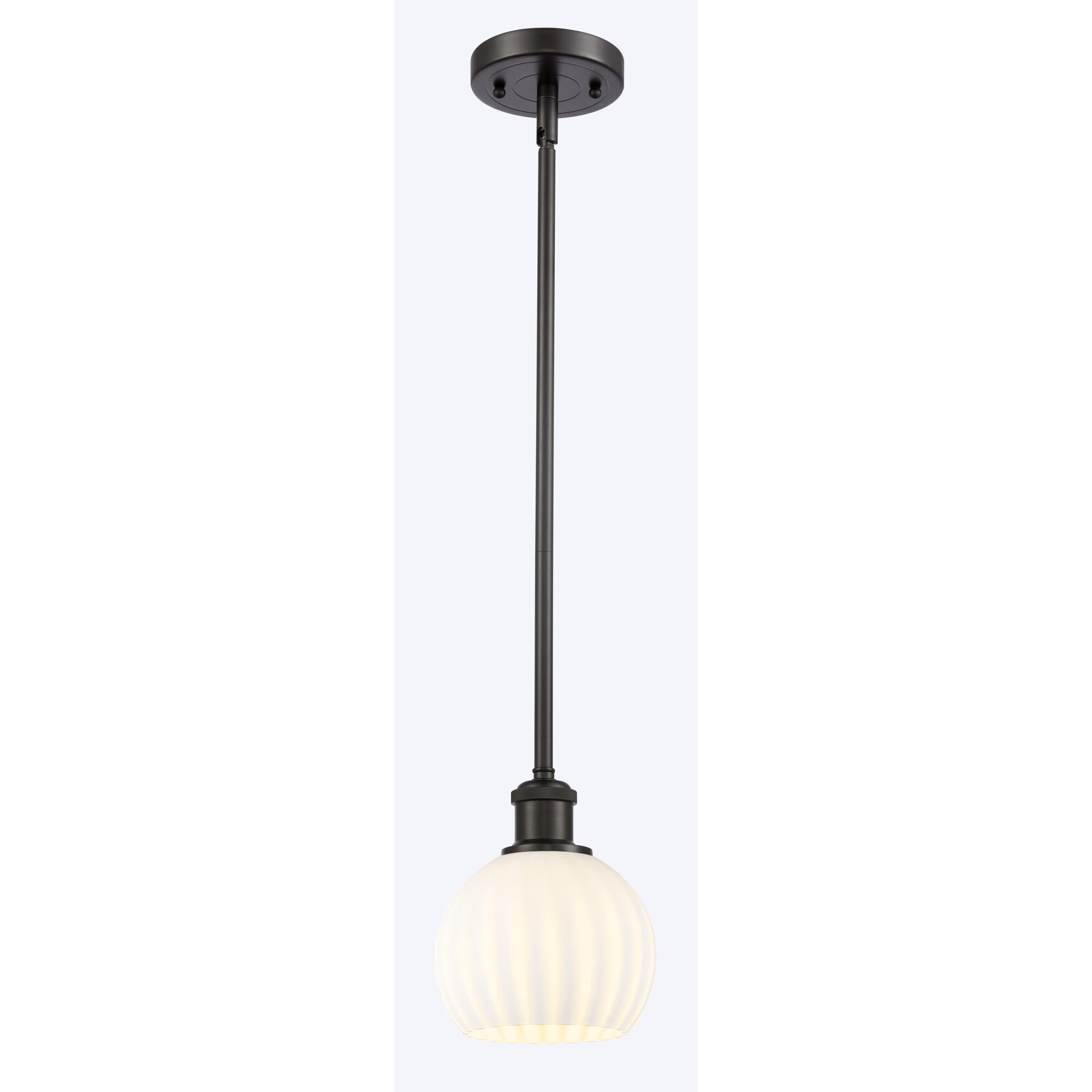 Shown in Oil Rubbed Bronze finish and White Venetian glass