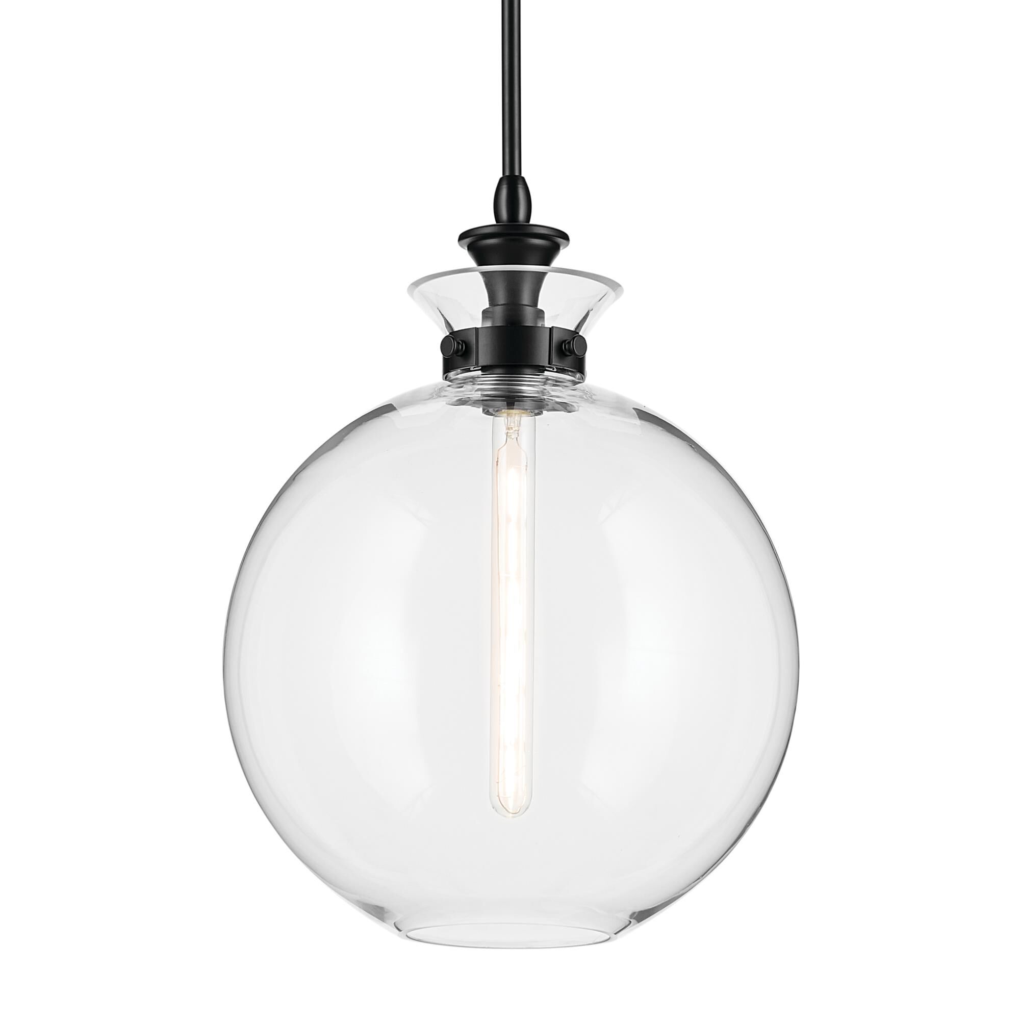 Shown in Black finish and Clear glass