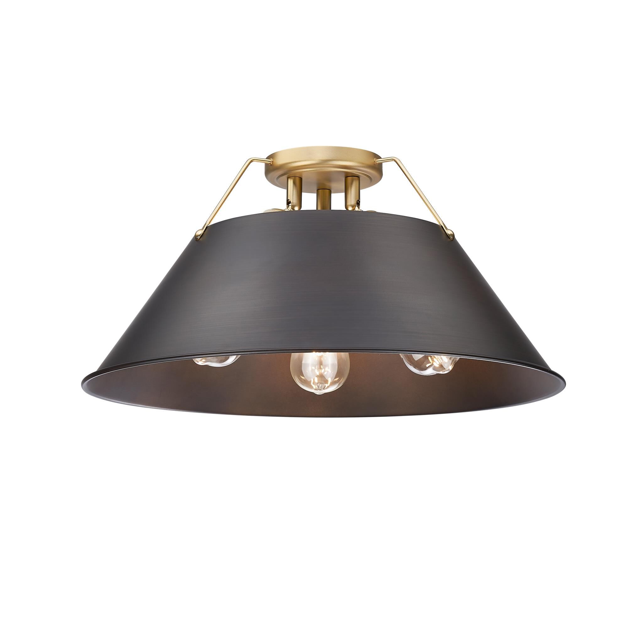 Shown in Brushed Champagne Bronze finish and Without Glass glass and Rubbed Bronze shade