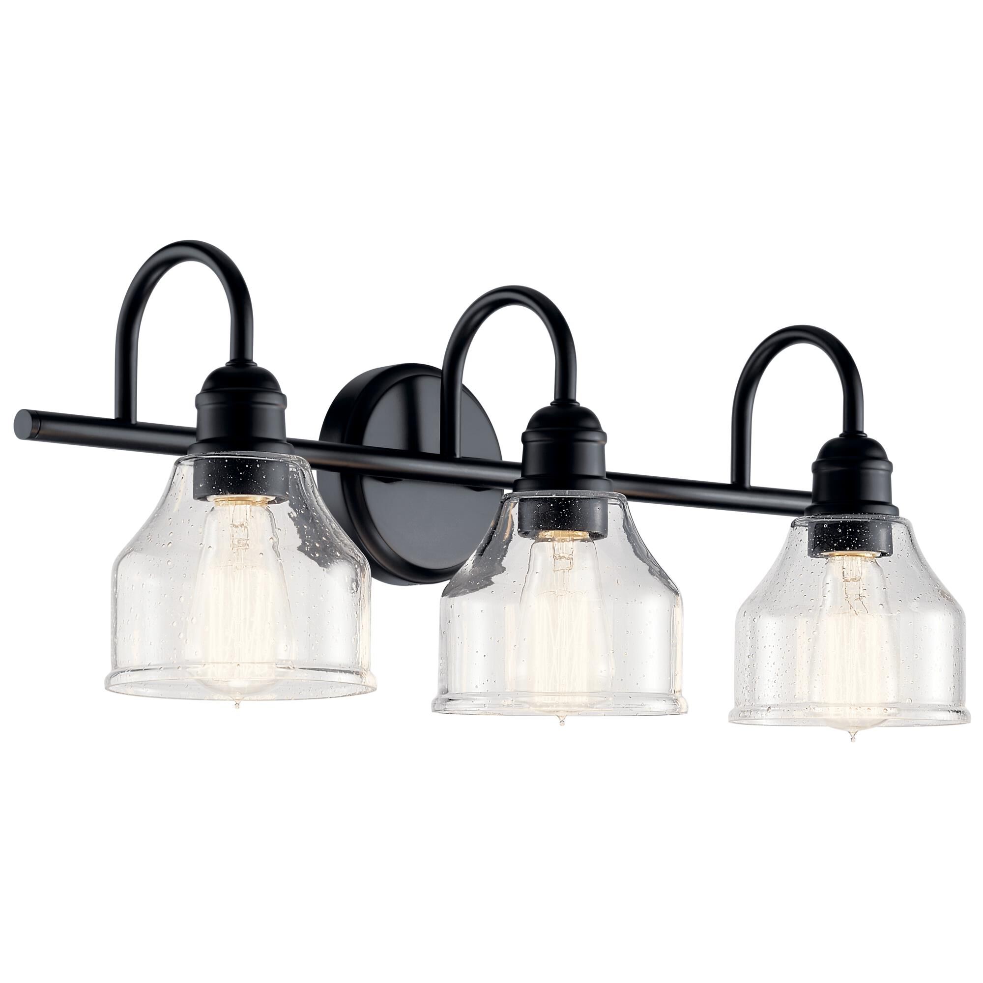 Shown in Black finish and Clear Seeded glass