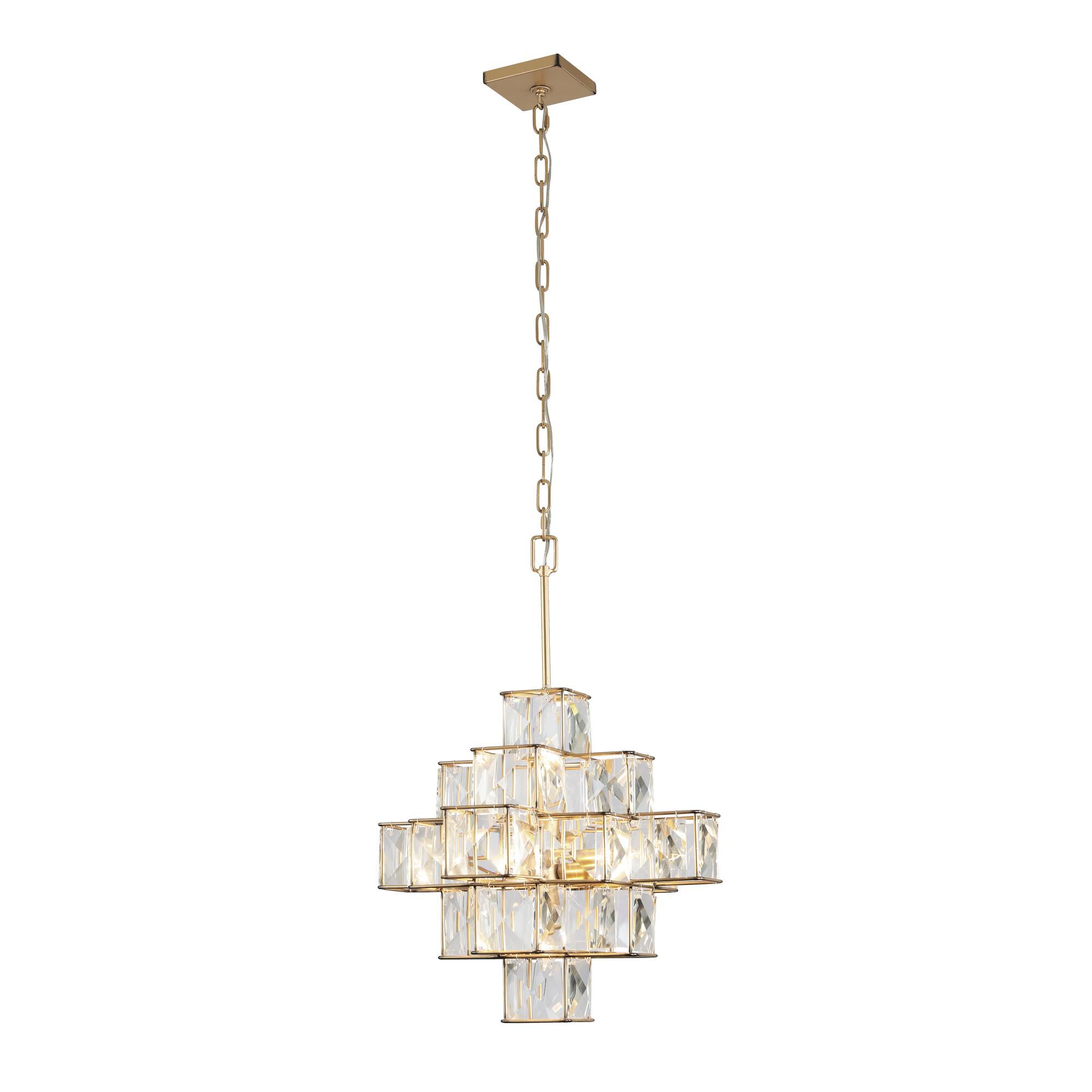 Shown in Calypso Gold finish and Faceted Panels - Clear crystal