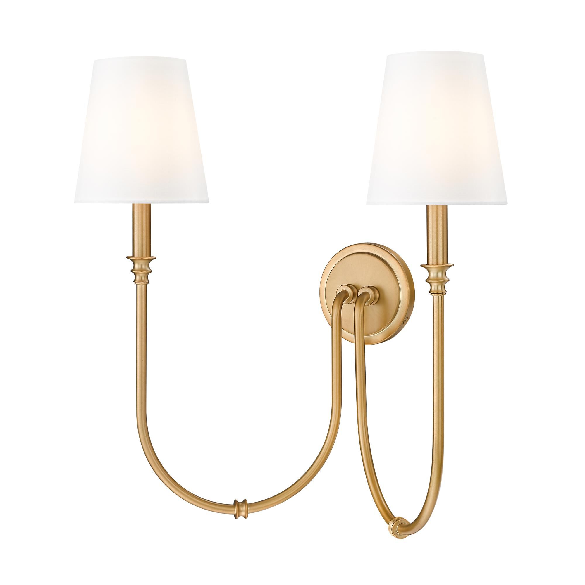 Shown in Rubbed Brass finish and White glass