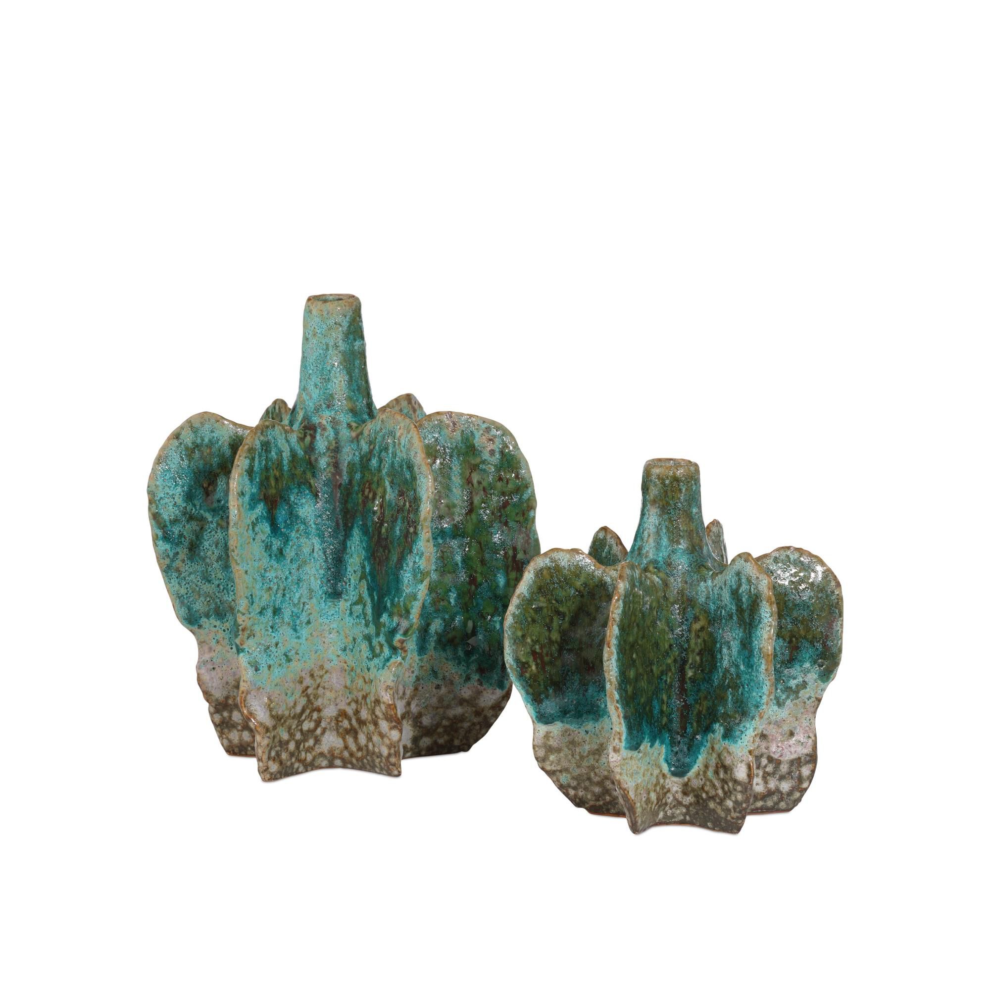 Shown in Turquoise and Brown finish