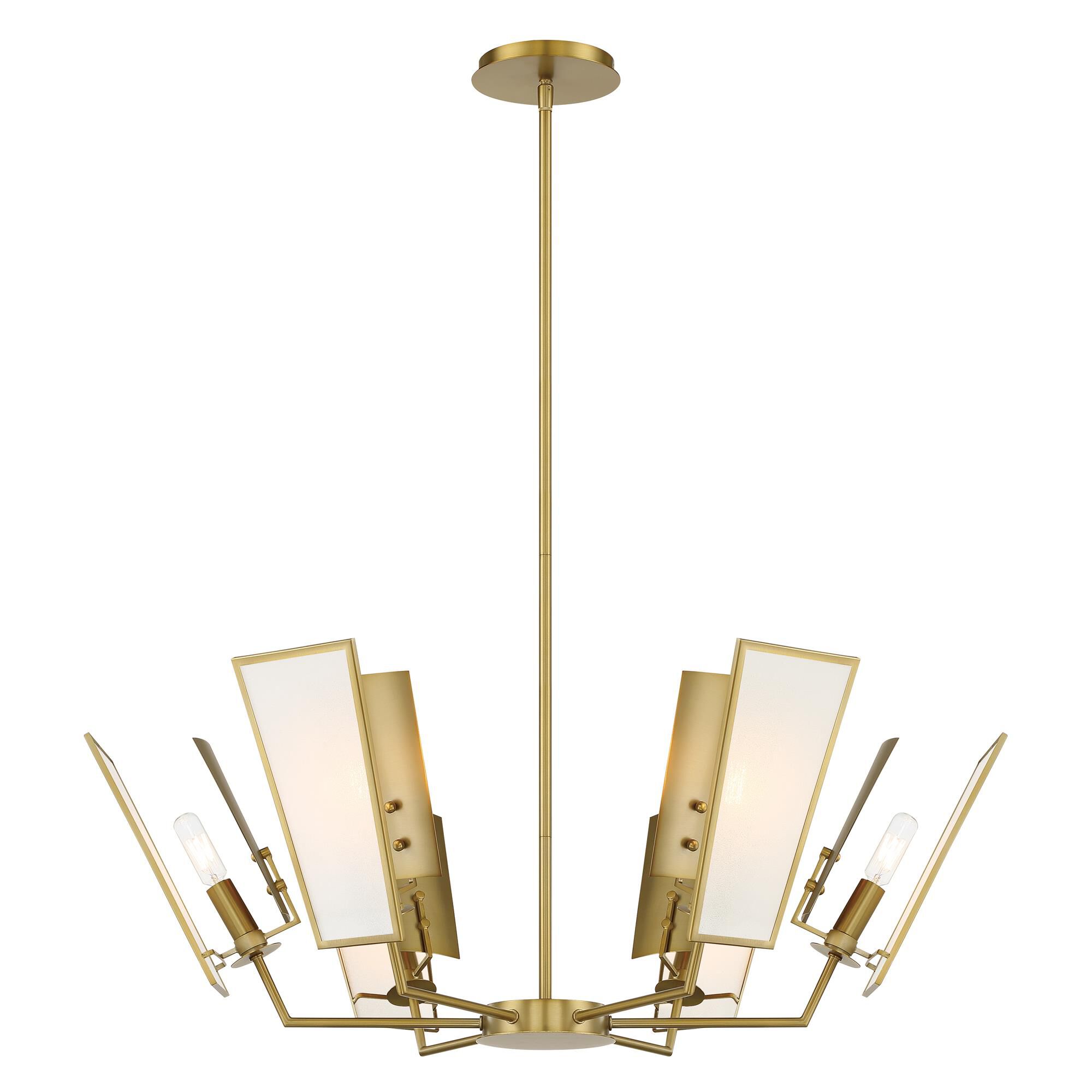 Shown in Soft Brass finish and White Silk glass