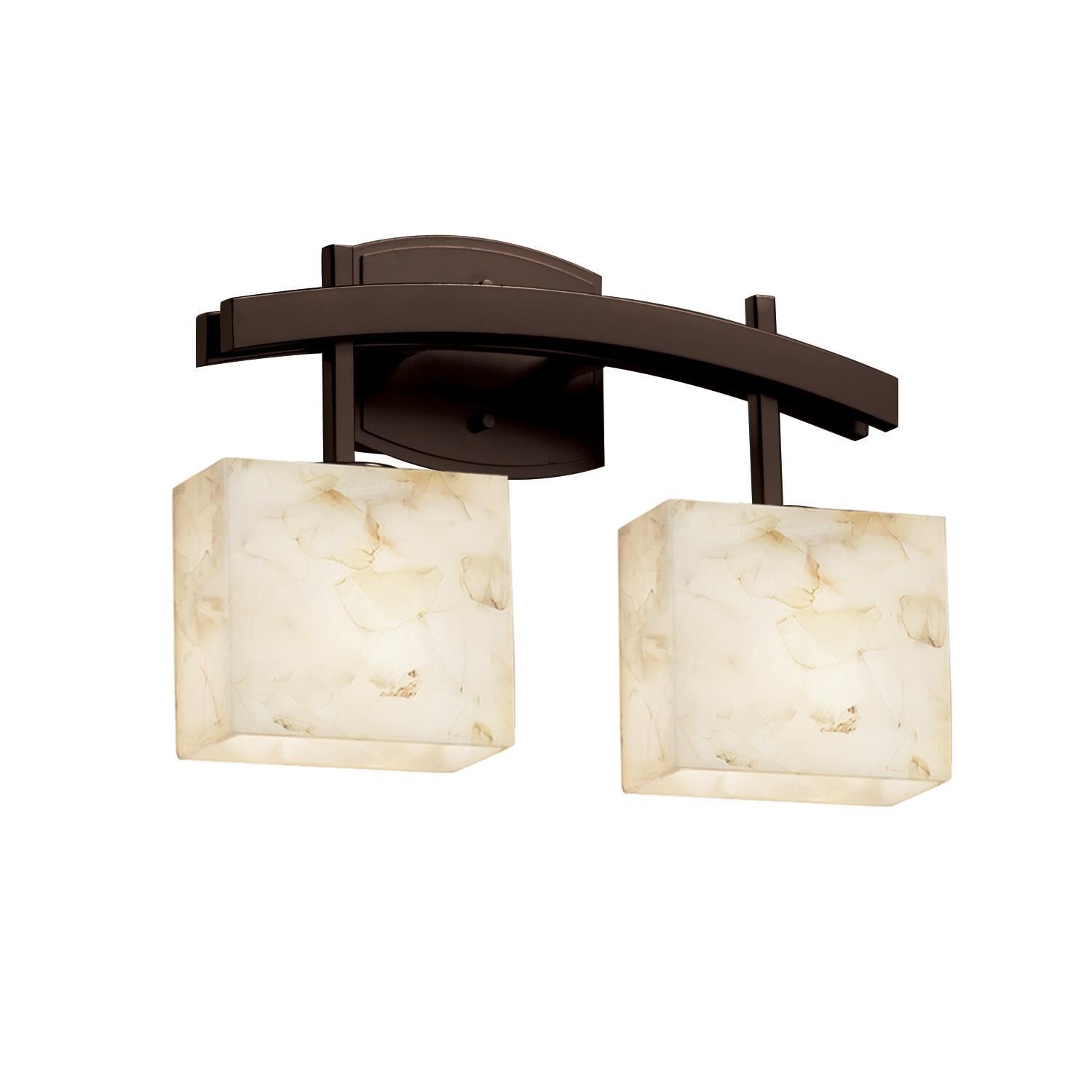 Shown in Dark Bronze finish and Shaved Alabaster Rocks Cast Into Resin glass and Rectangle accent