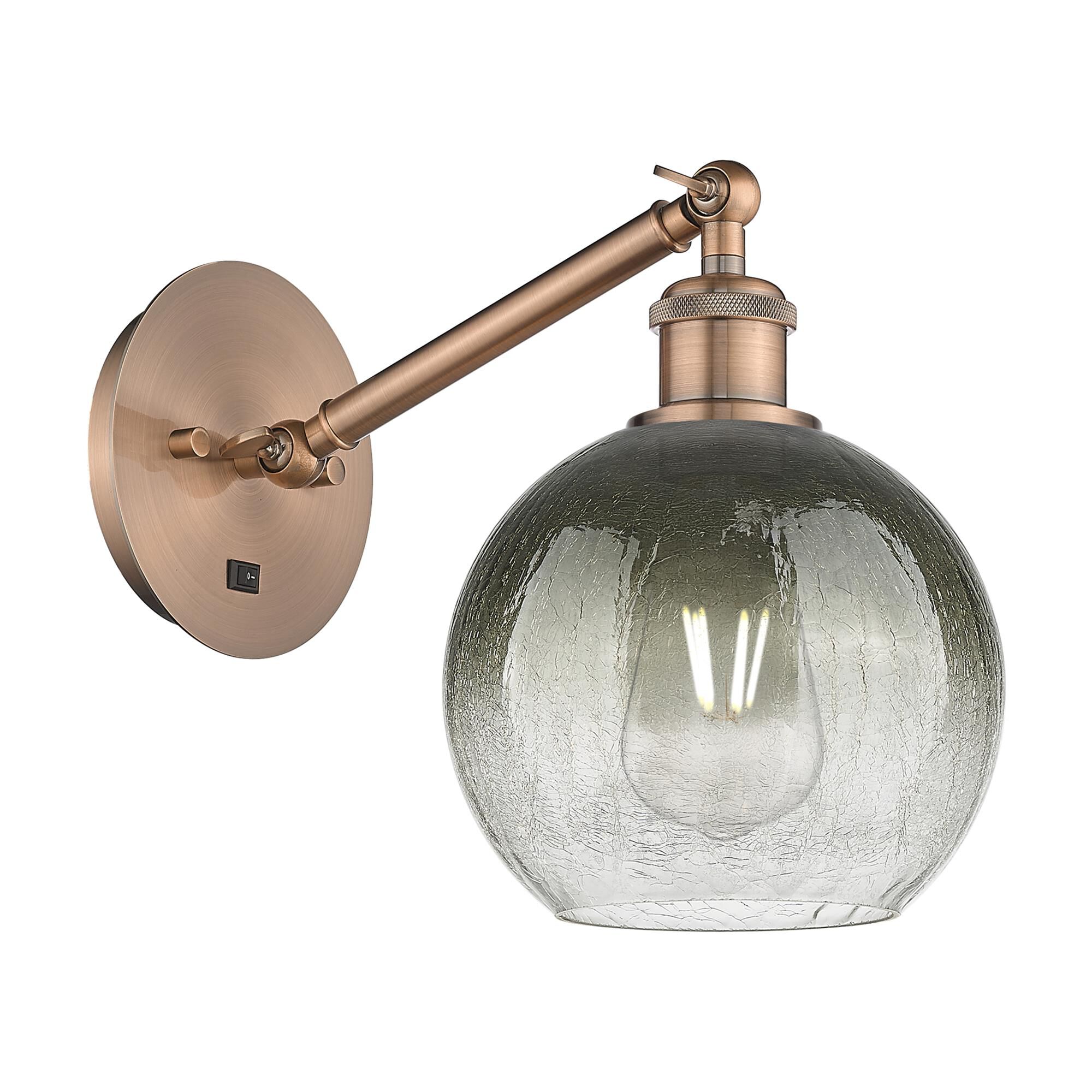 Shown in Antique Copper finish and Slate glass
