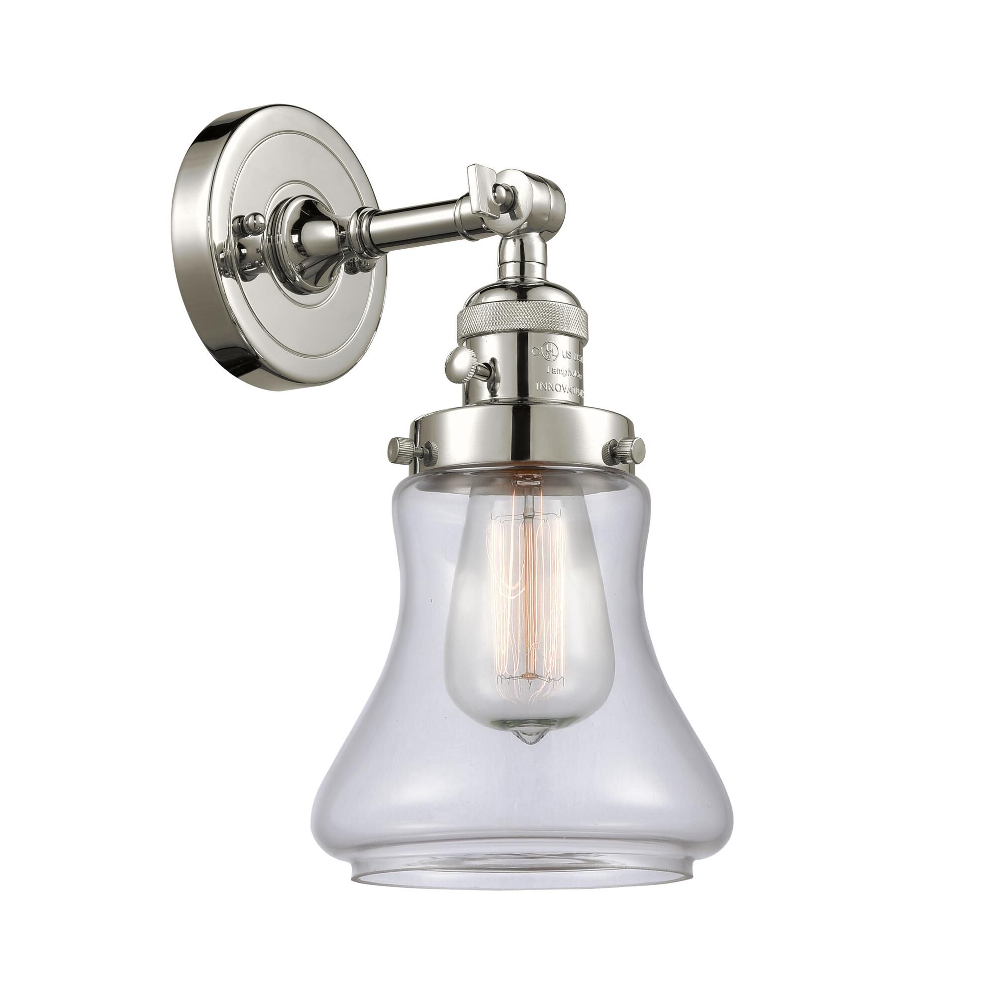Shown in Polished Nickel finish and Clear glass