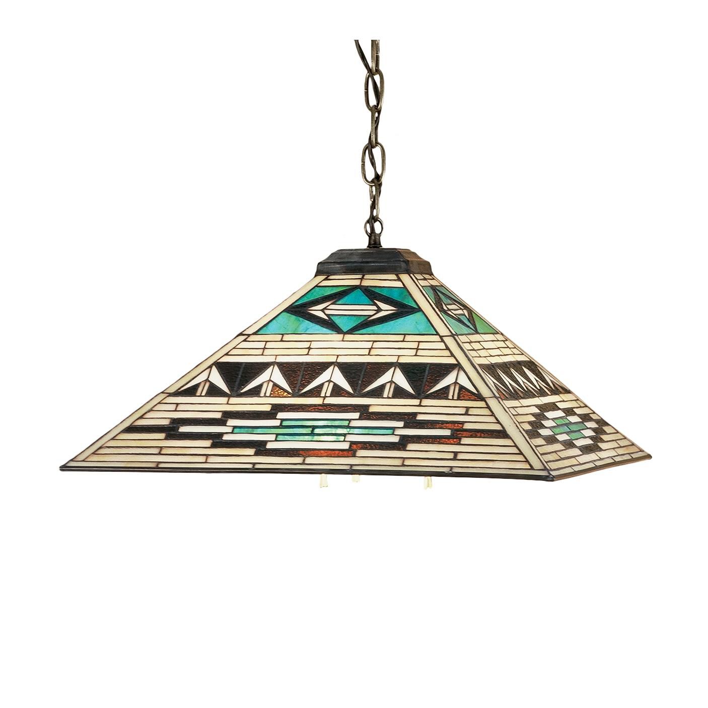 Shown in Mahogany Bronze finish and Bark Brown-Sand Beige-Turquoise glass