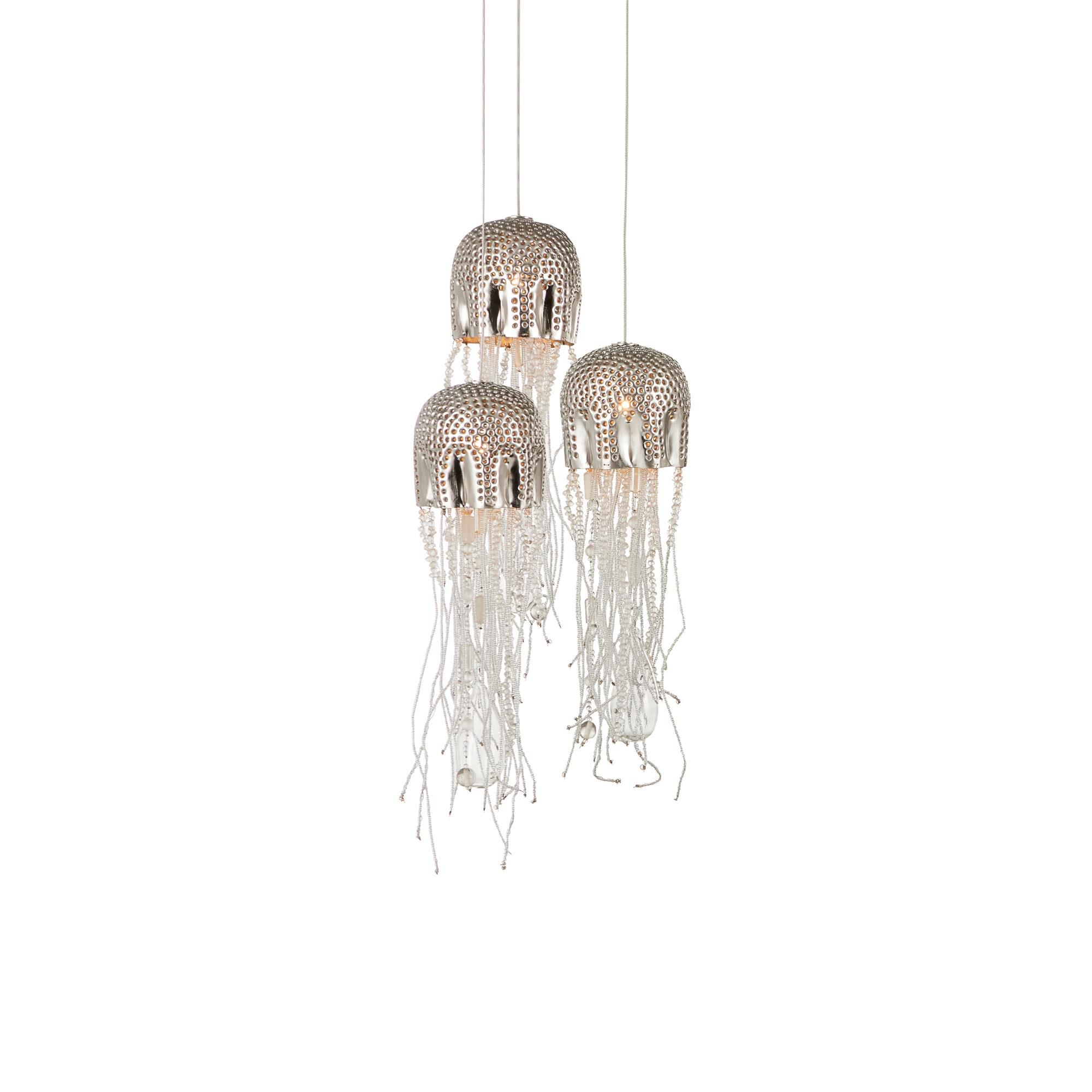 Shown in Nickel/Silver finish and Nickel/Steel/Glass shade