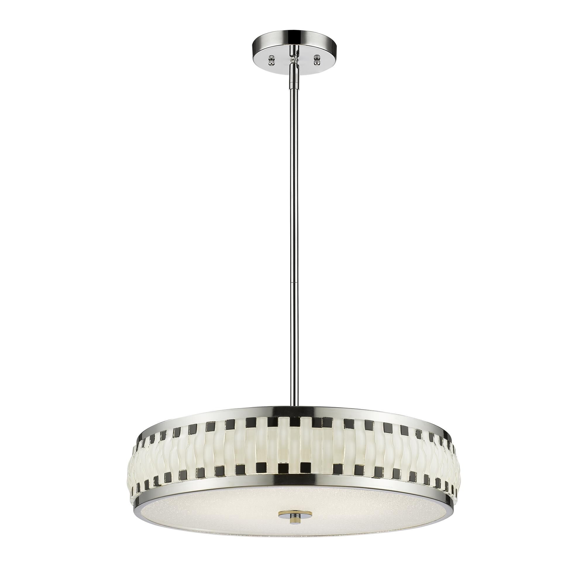 Shown in Chrome finish and Glass shade