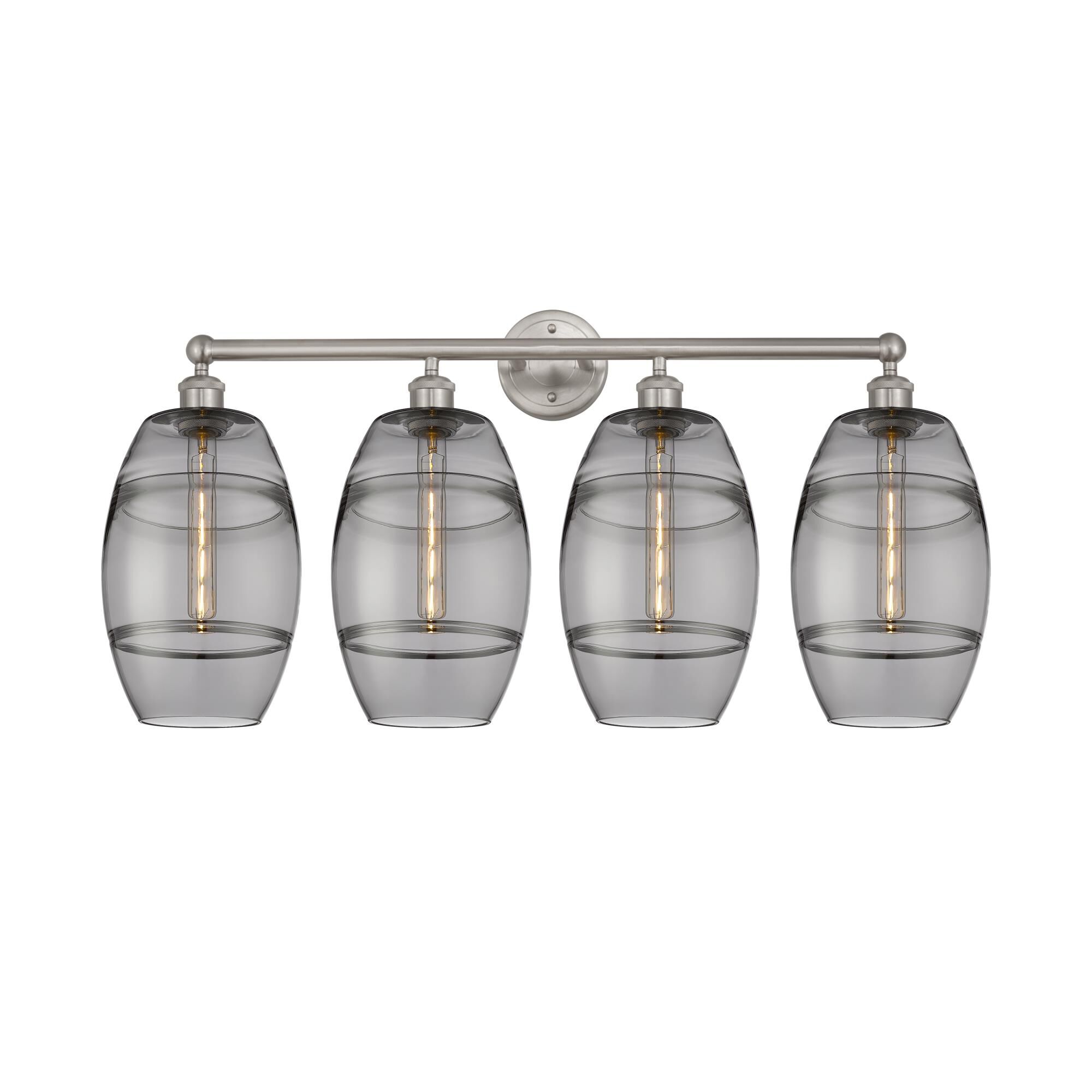 Shown in Satin Nickel finish and Light Smoke glass