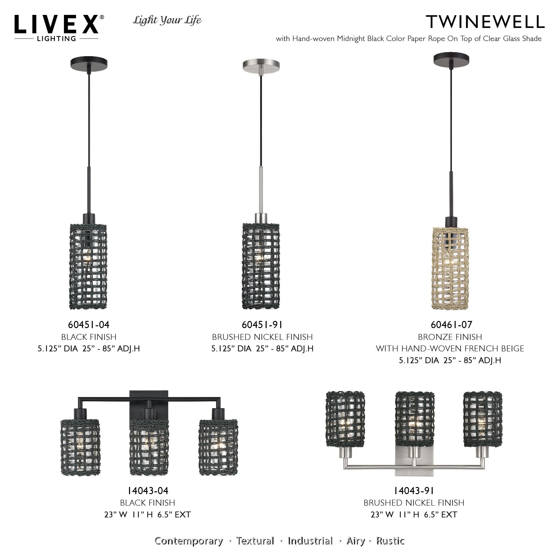 Twinewell 5 Inch Mini Pendant by Livex Lighting