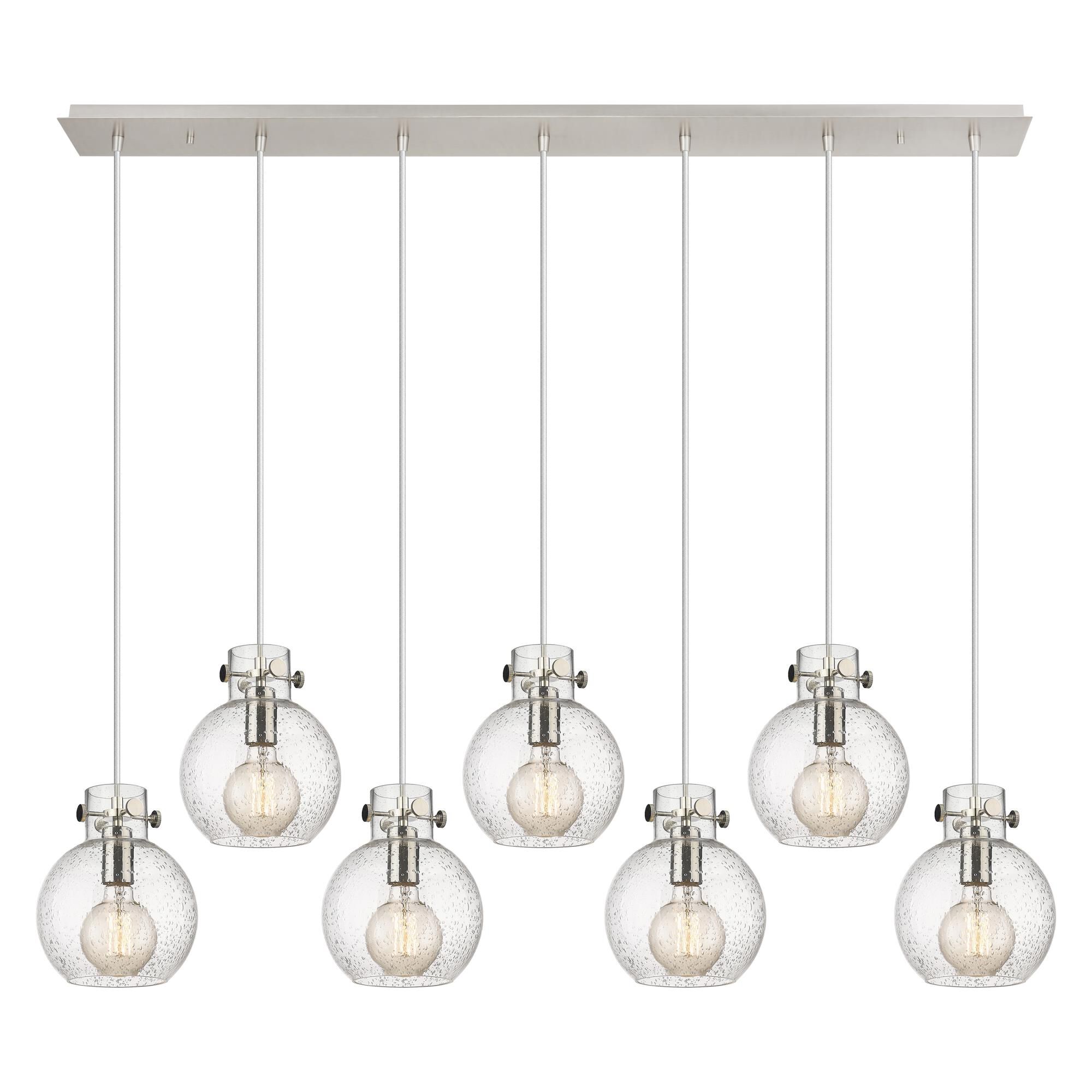 Shown in Polished Nickel finish and Seedy glass and Seedy Glass shade