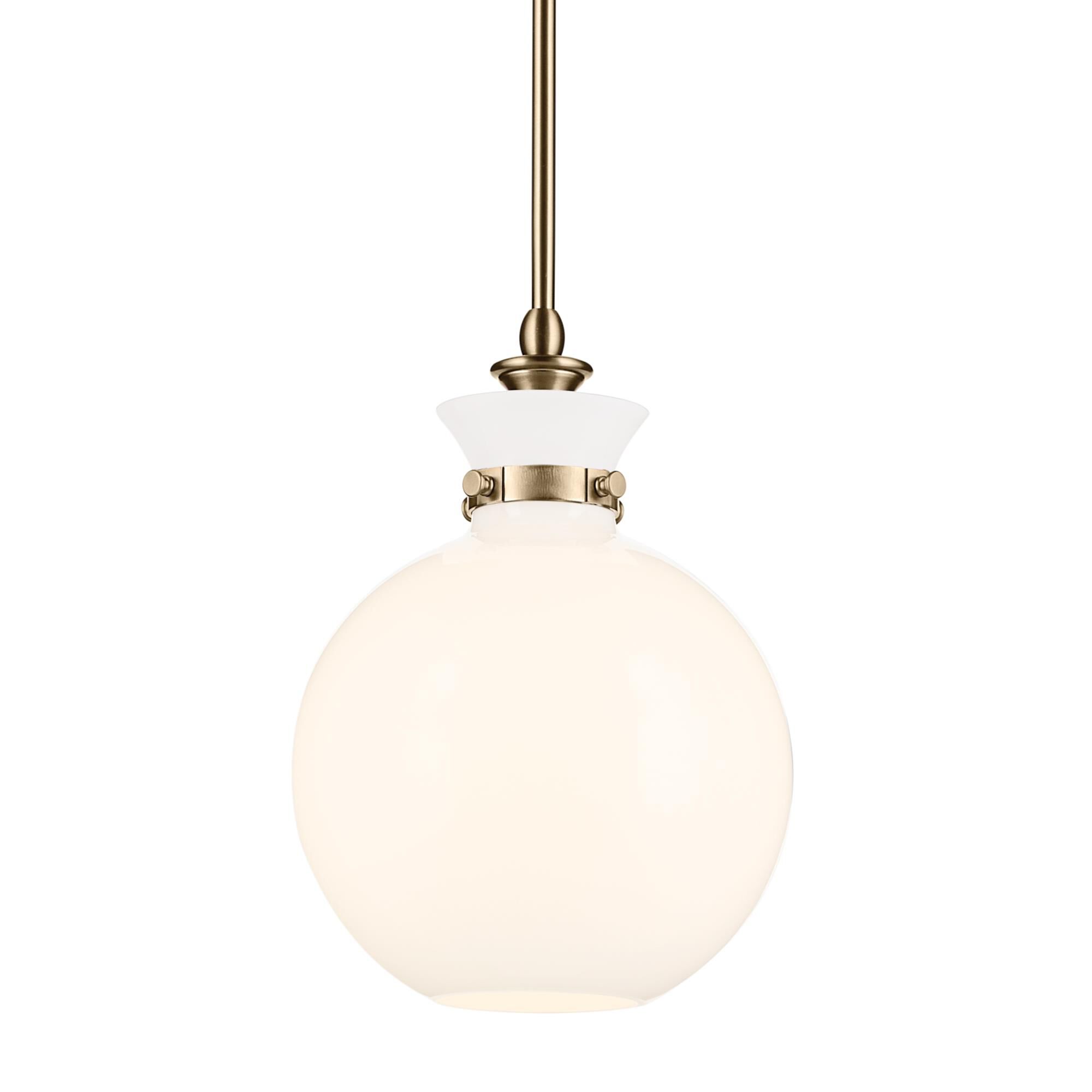 Shown in Champagne Bronze finish and Opal glass