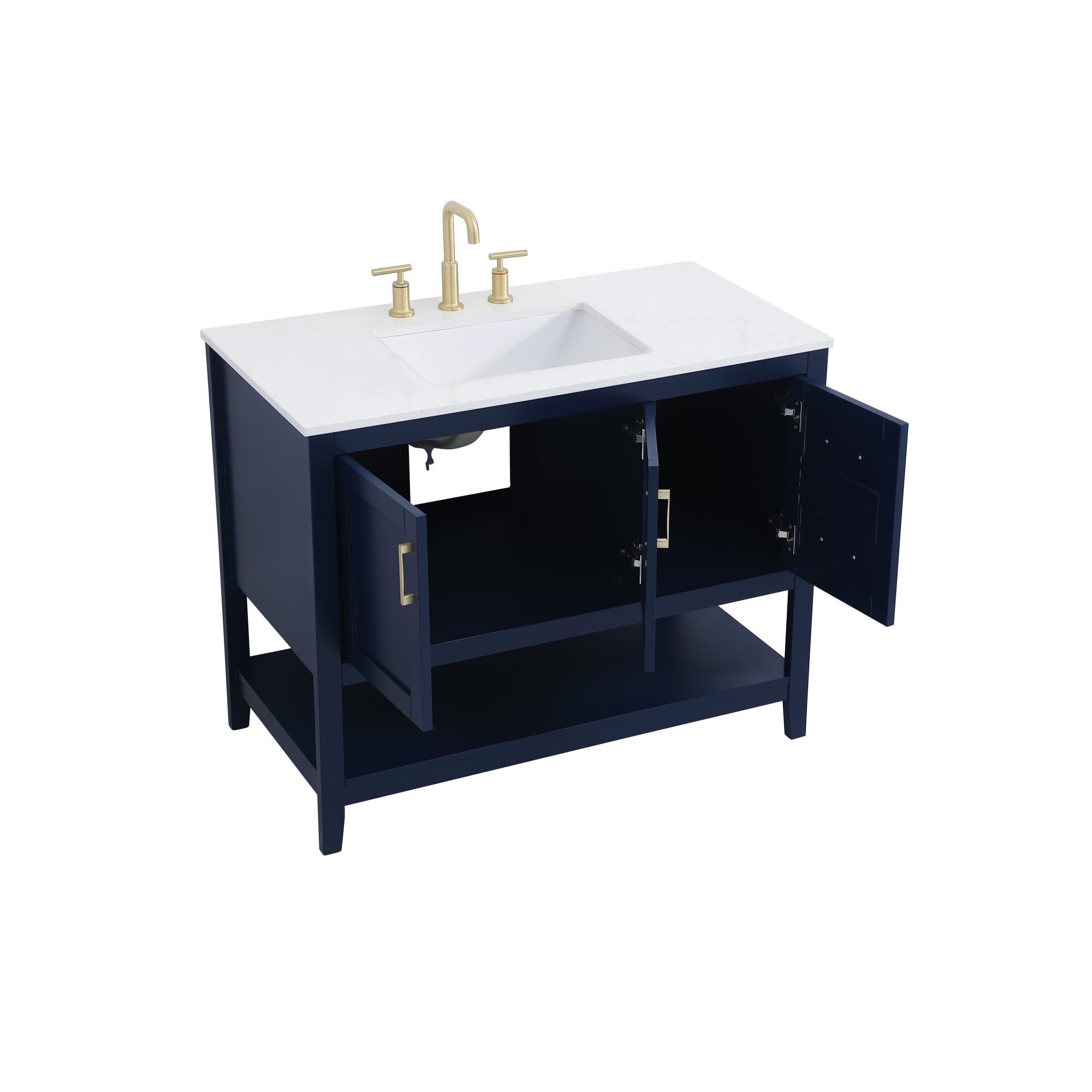 Shown in Blue And Gold With Calacatta Quartz finish