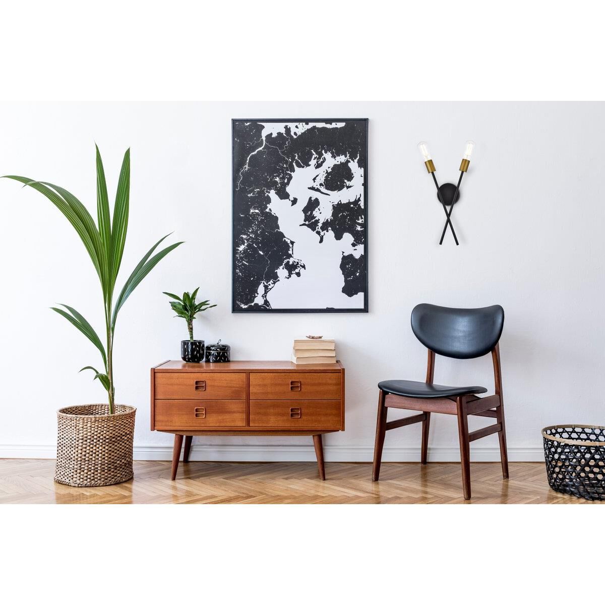 Shown in Black and Brass finish