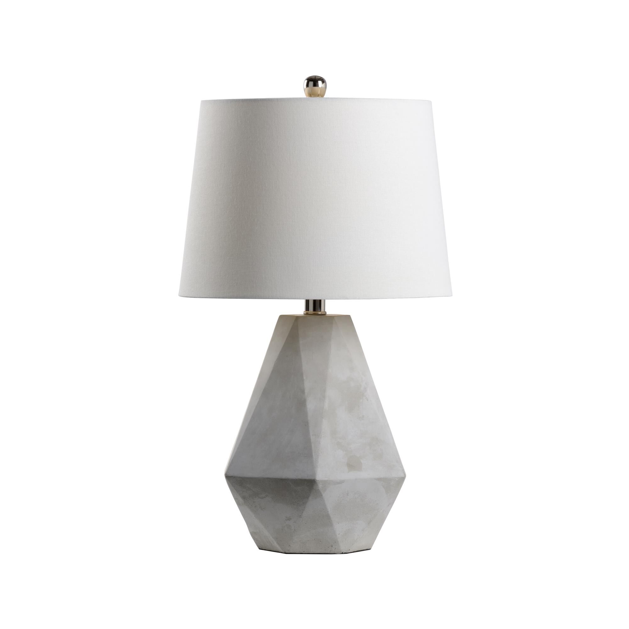 Shown in Concrete Gray finish and Off White Linen shade