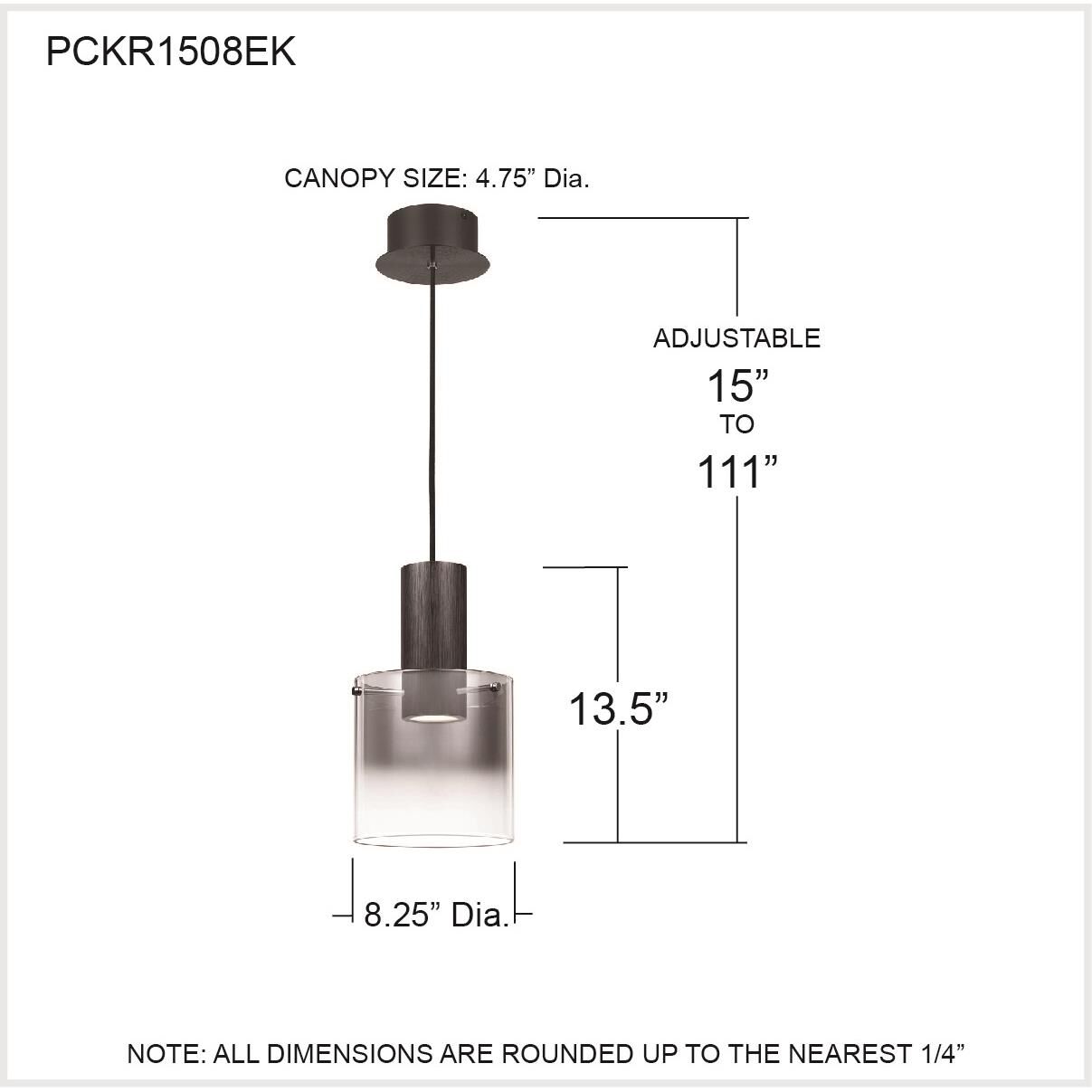 Shown in Earth Black finish and Smoke Ombre Glass shade