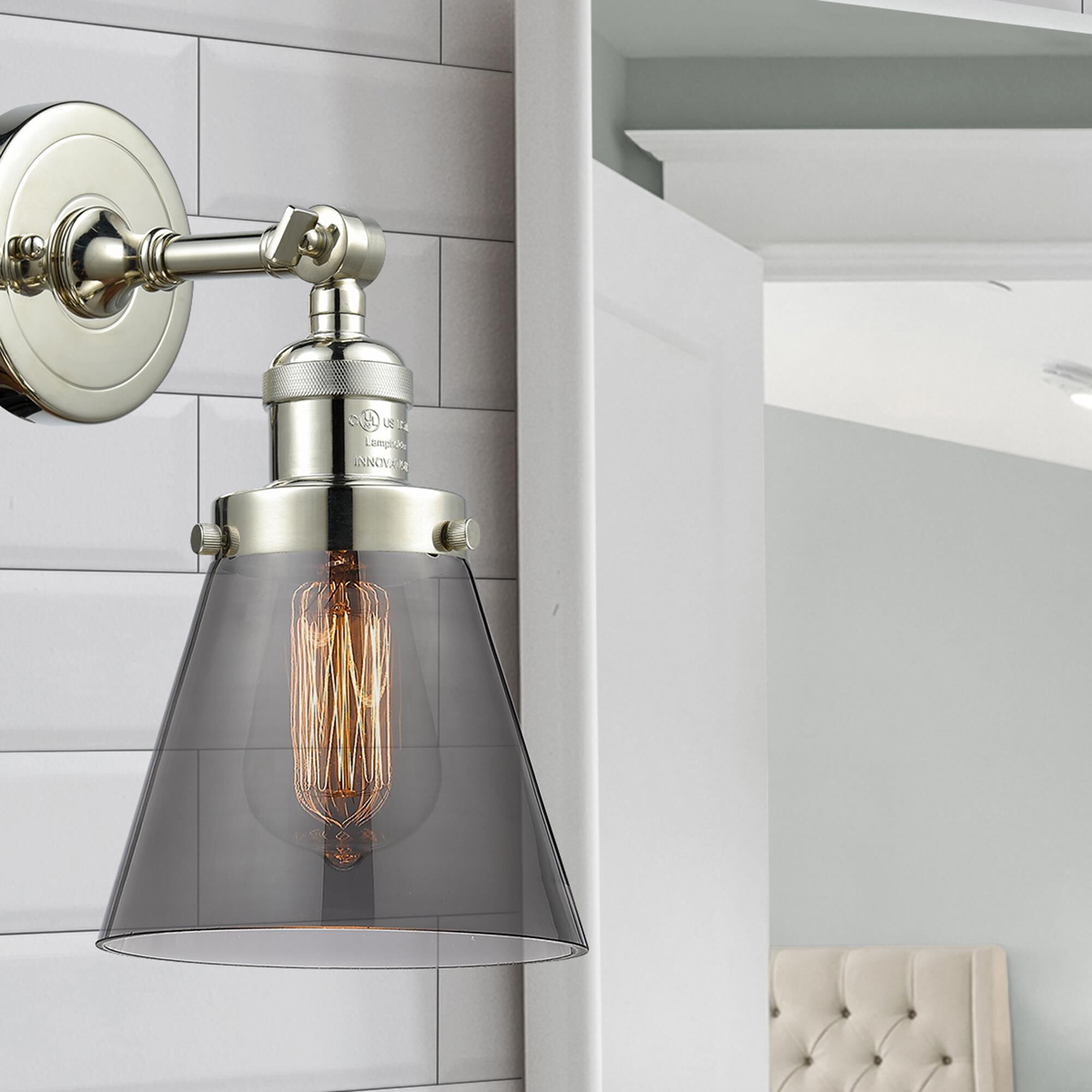 Shown in Polished Nickel finish and Smoked glass