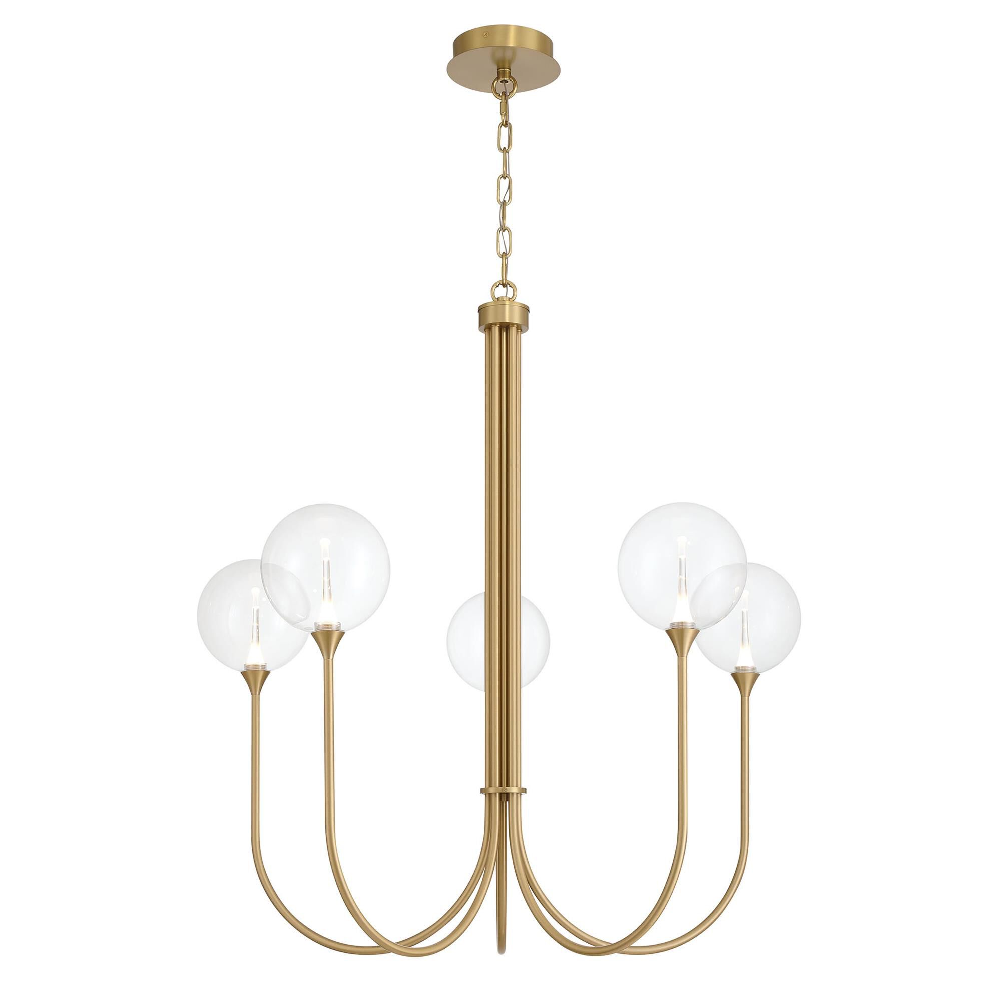 Shown in Gold finish and Clear glass