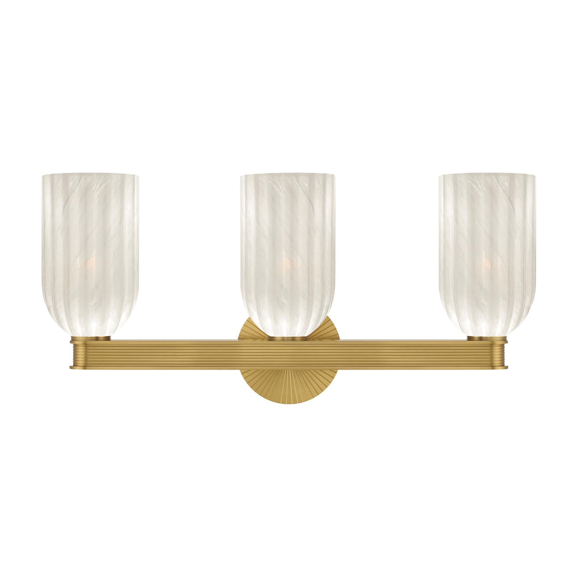 Shown in Luxe Gold finish and Strie glass and Strie Glass shade