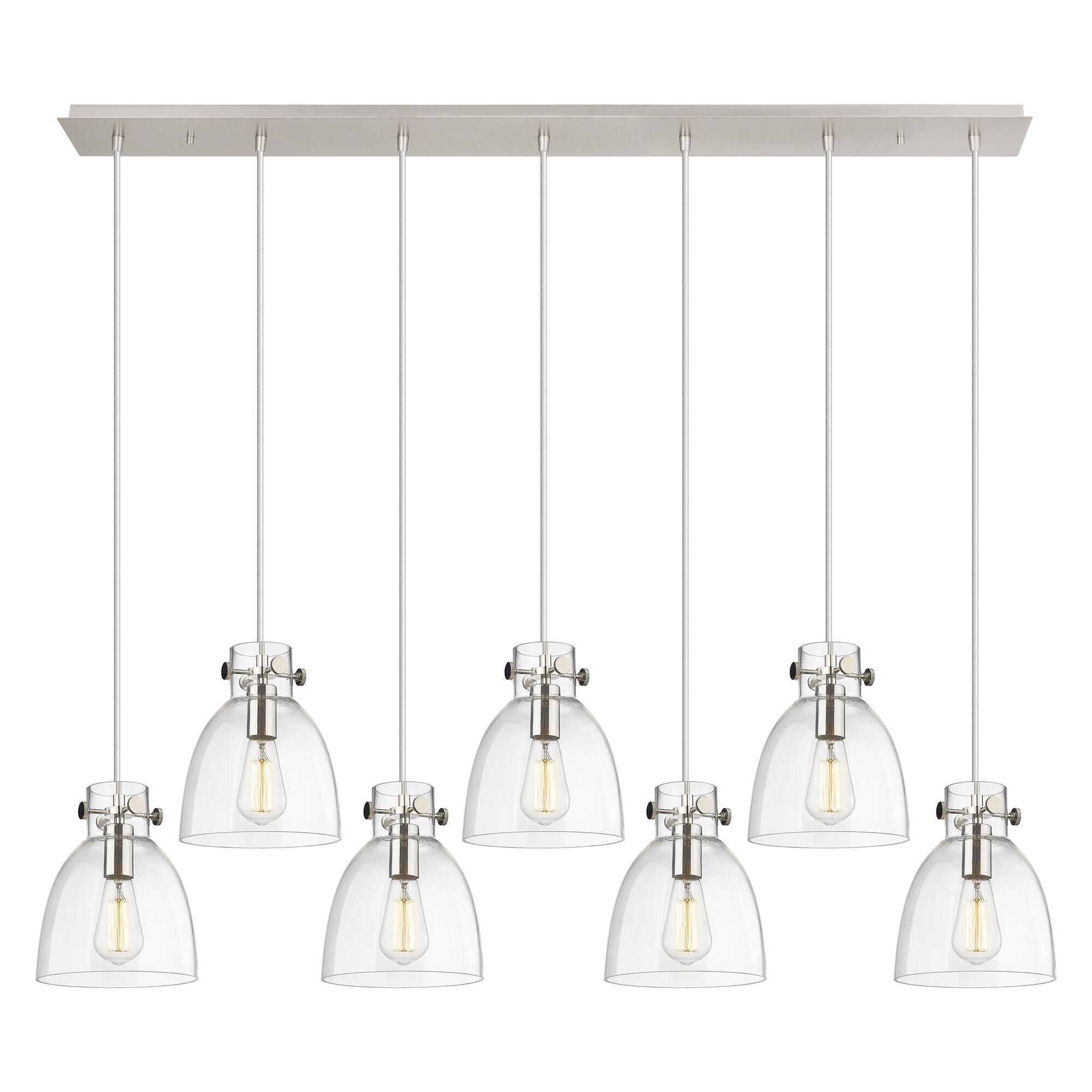 Shown in Polished Nickel finish and Clear glass and Clear Glass shade