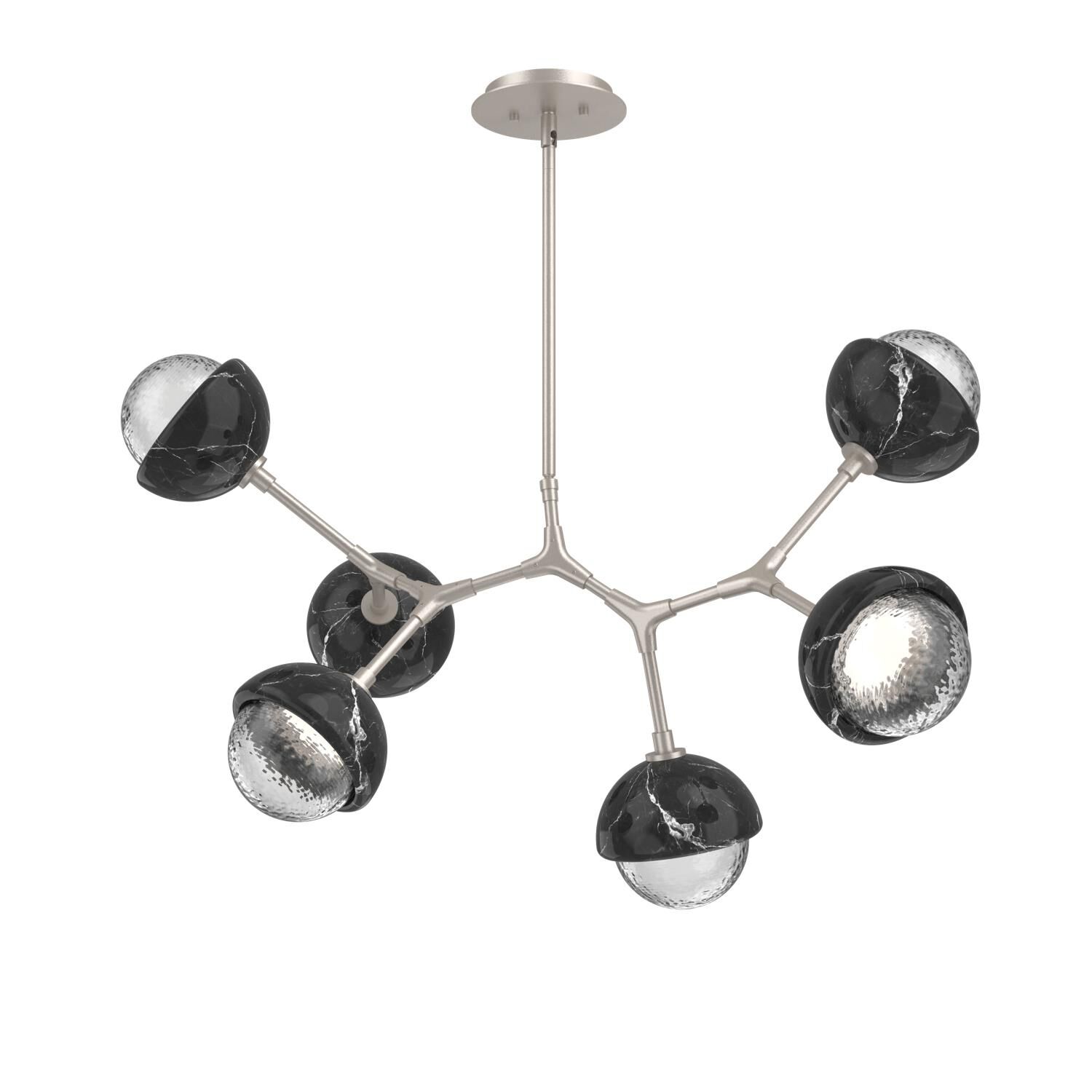 Shown in Beige Silver finish and Clear glass and Black Marble accent