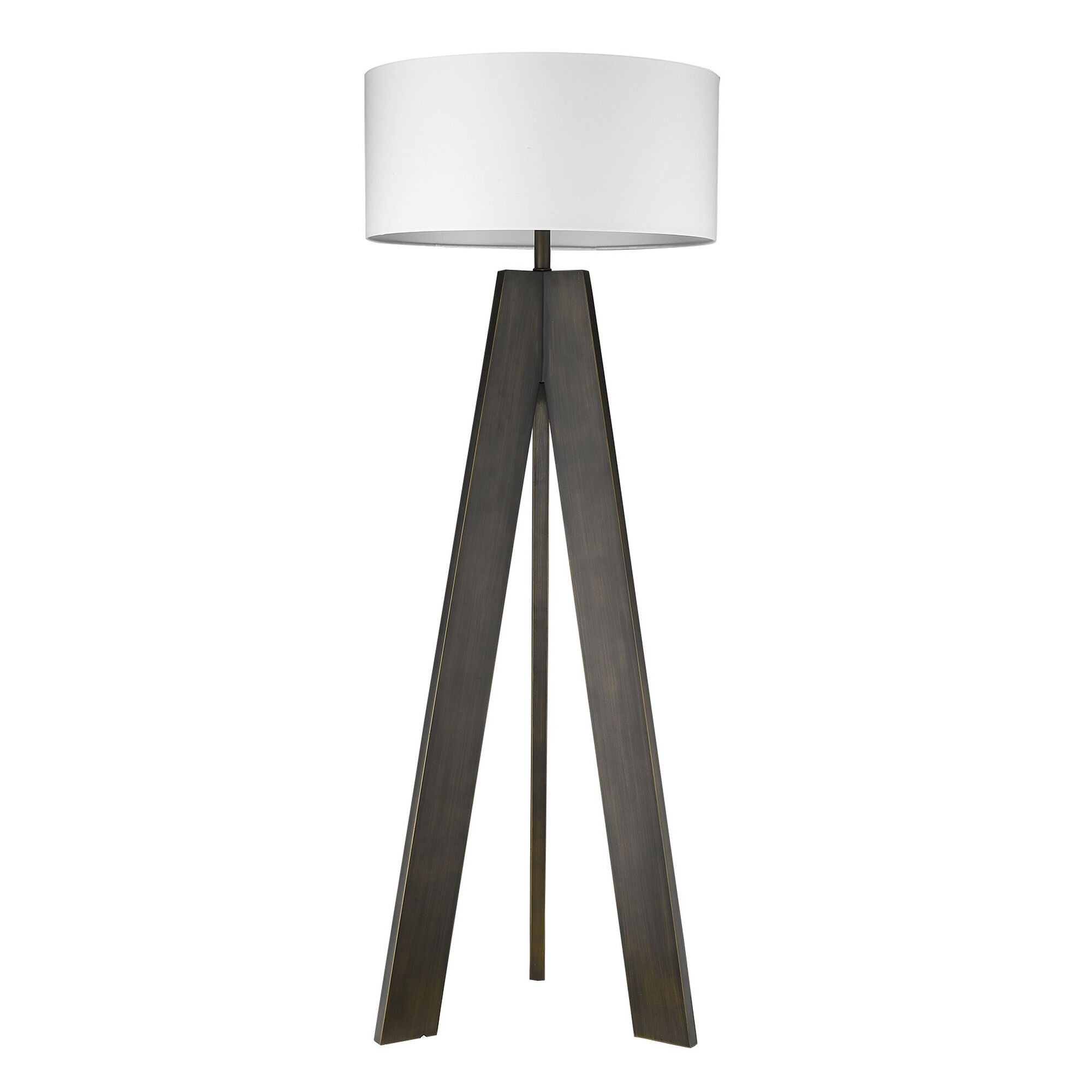 Shown in Oil-Rubbed Bronze finish and White glass and White Hardback Fabric Drum shade