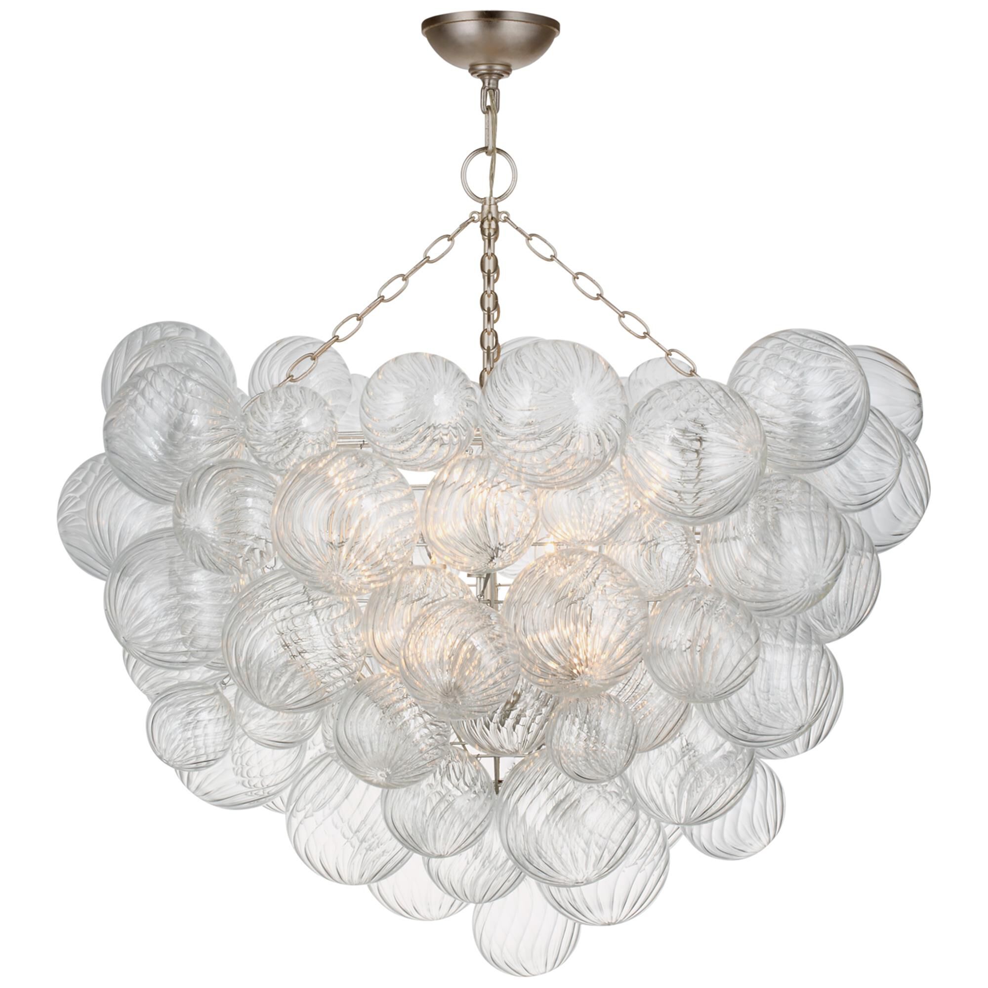 Shown in Burnished Silver Leaf And Clear Swirled Glass finish