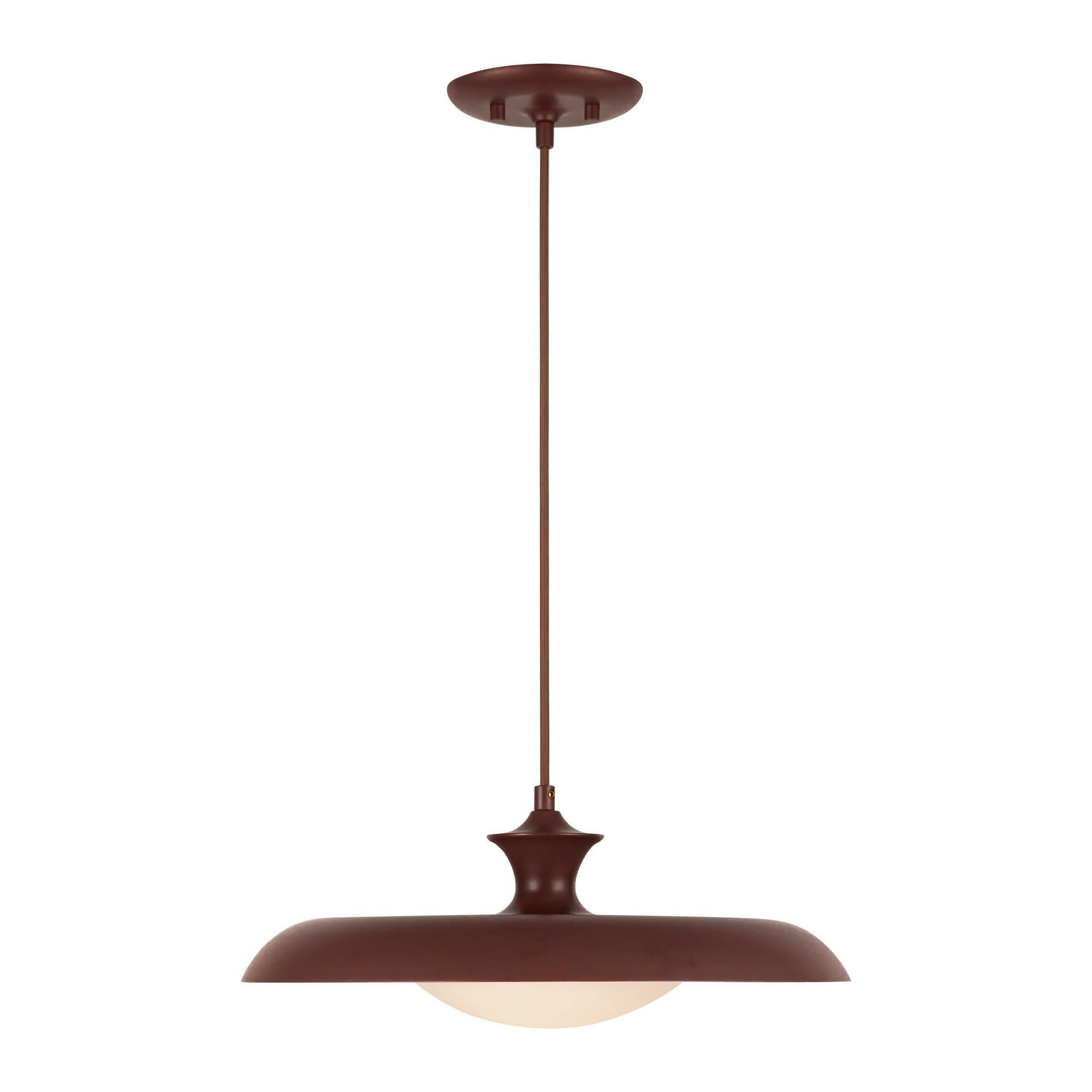 Shown in Burgundy finish and Opal glass