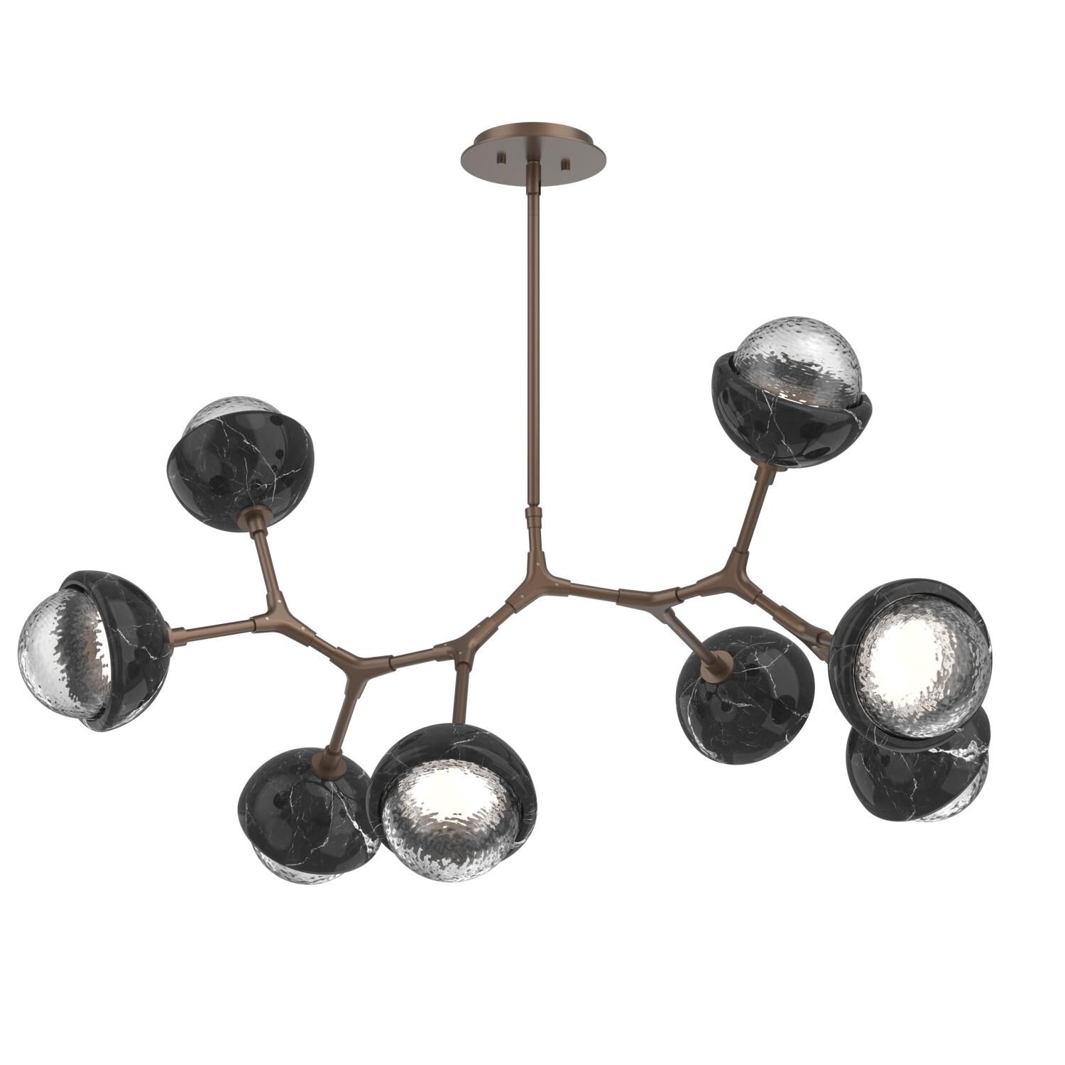 Shown in Burnished Bronze finish and Clear glass and Black Marble accent