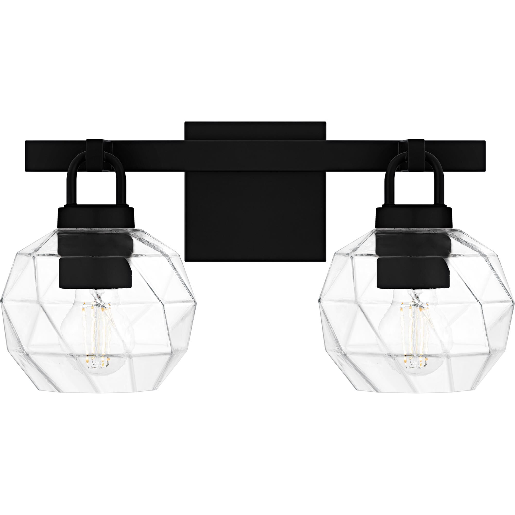 Shown in Matte Black finish and Clear Faceted Glass shade