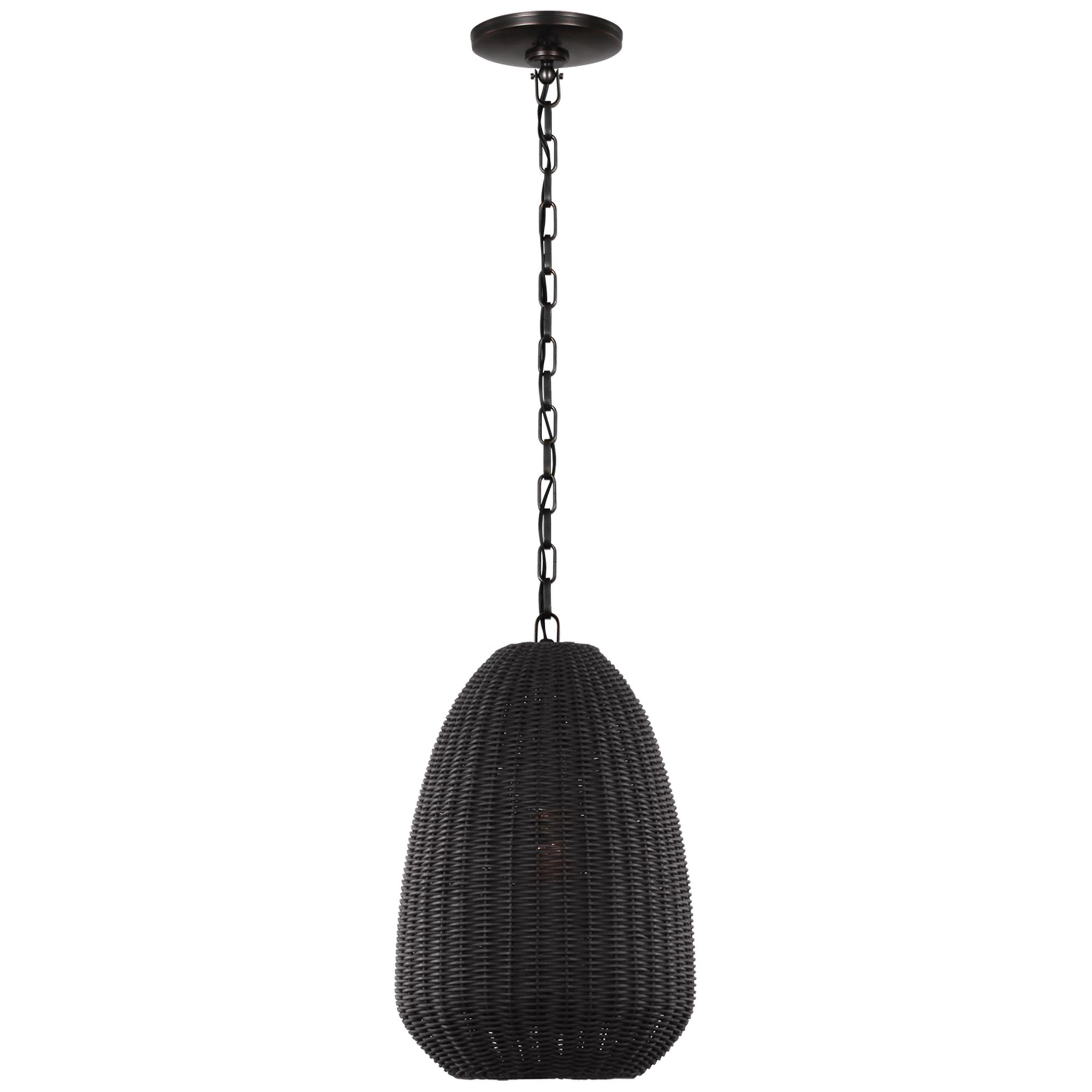 Shown in Bronze finish and Charcoal Wicker shade