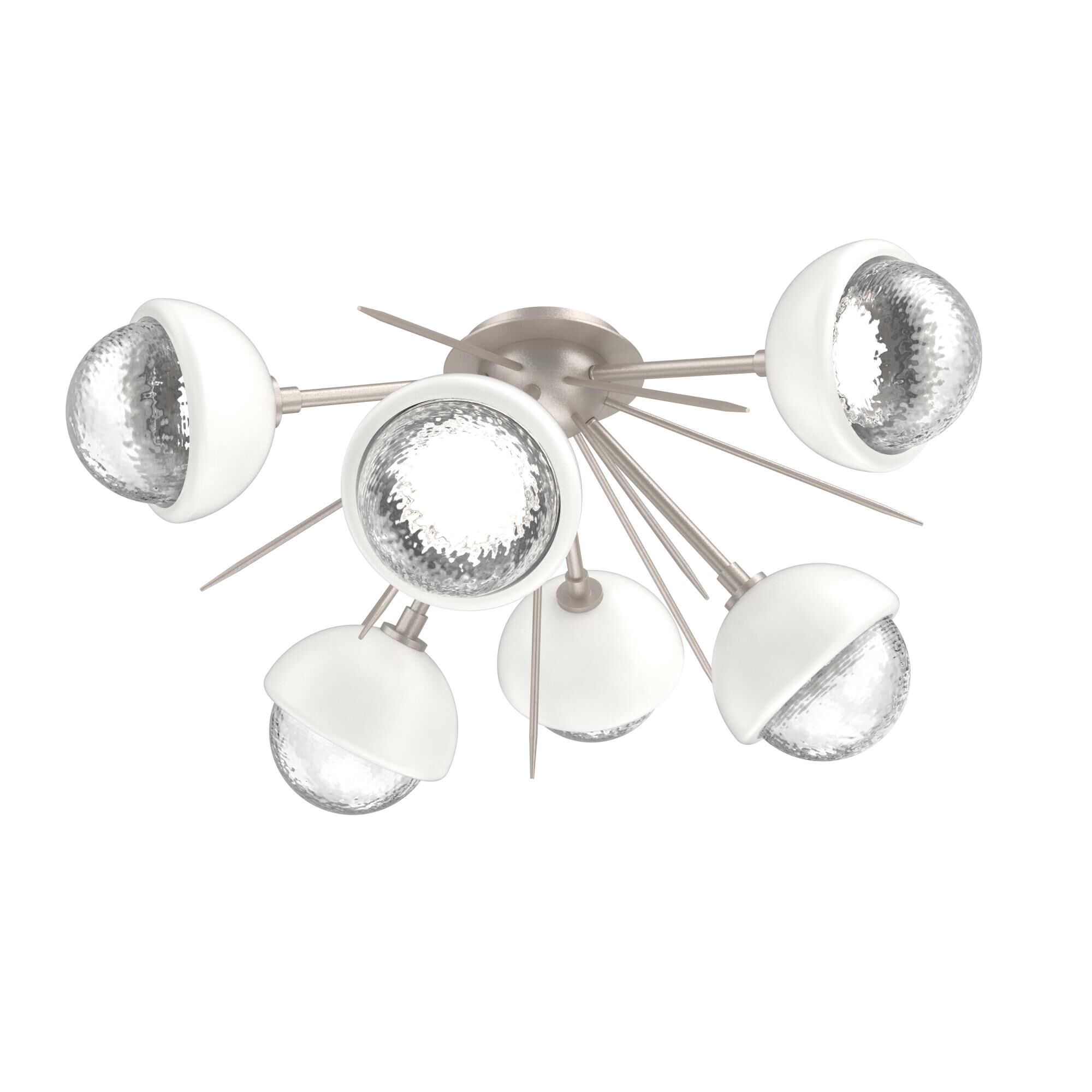 Shown in Beige Silver finish and Clear glass and Salt White accent