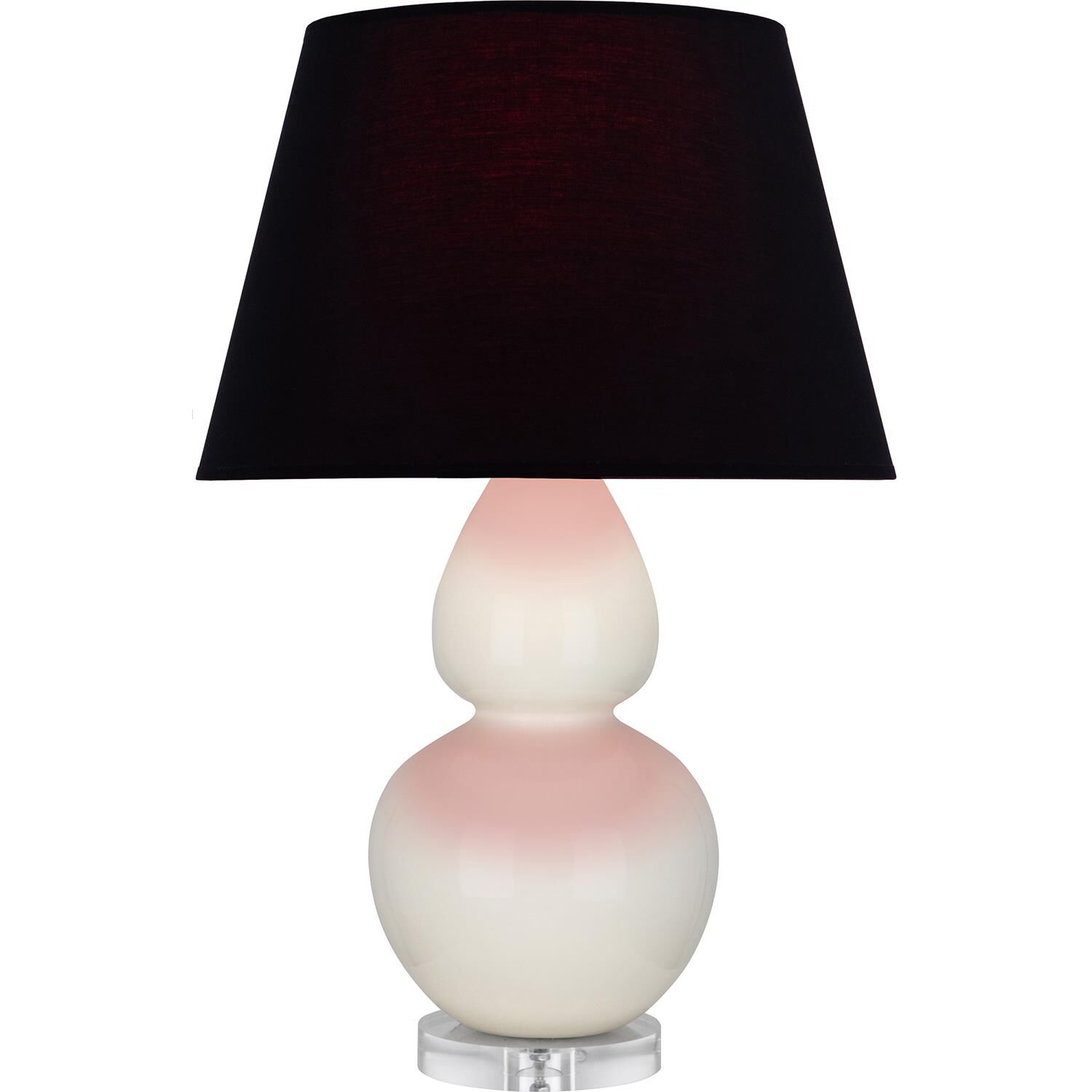 Shown in Bone finish and Ink Black with Rose Red Lining shade and Lucite accent