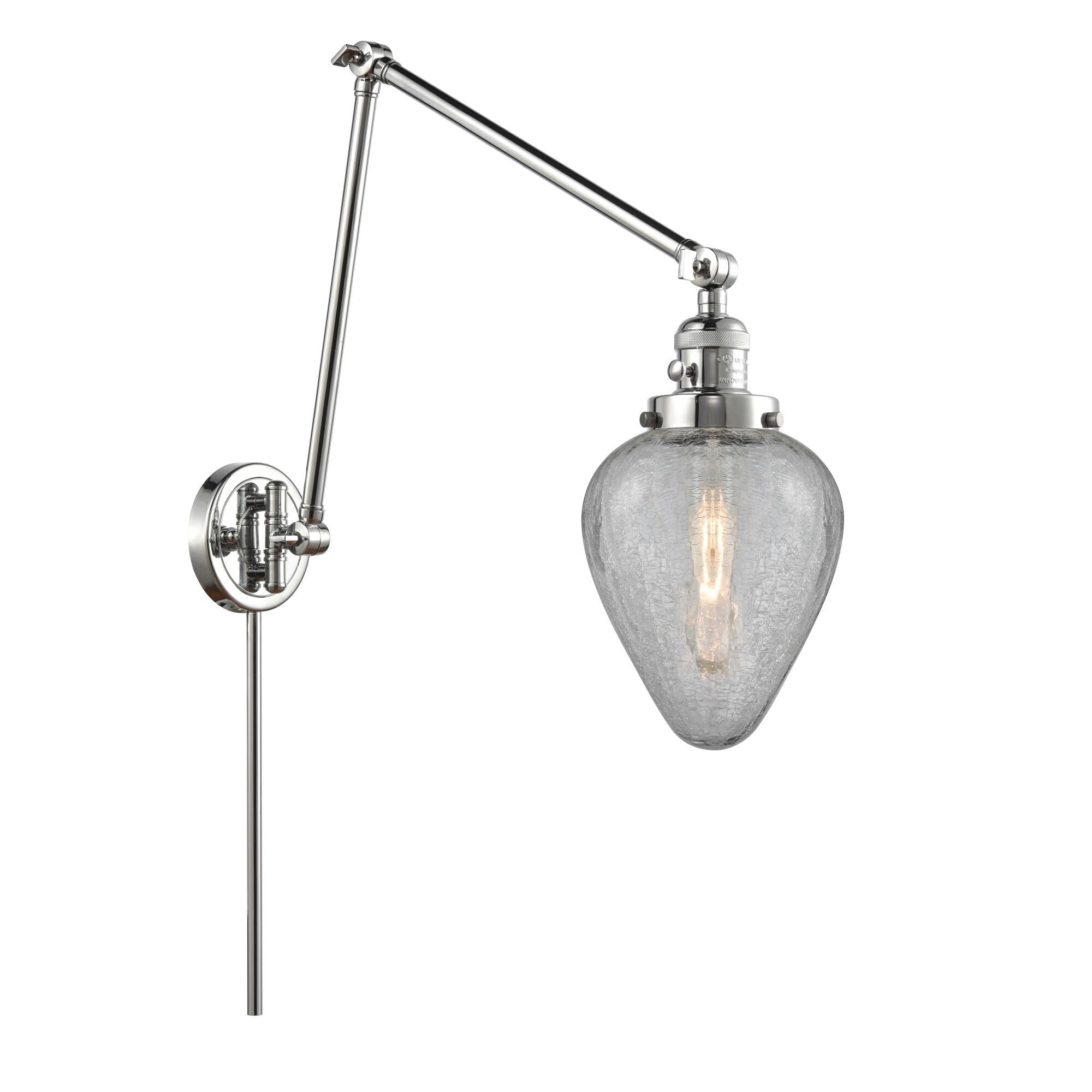 Shown in Polished Chrome finish and Clear Crackle Geneseo glass