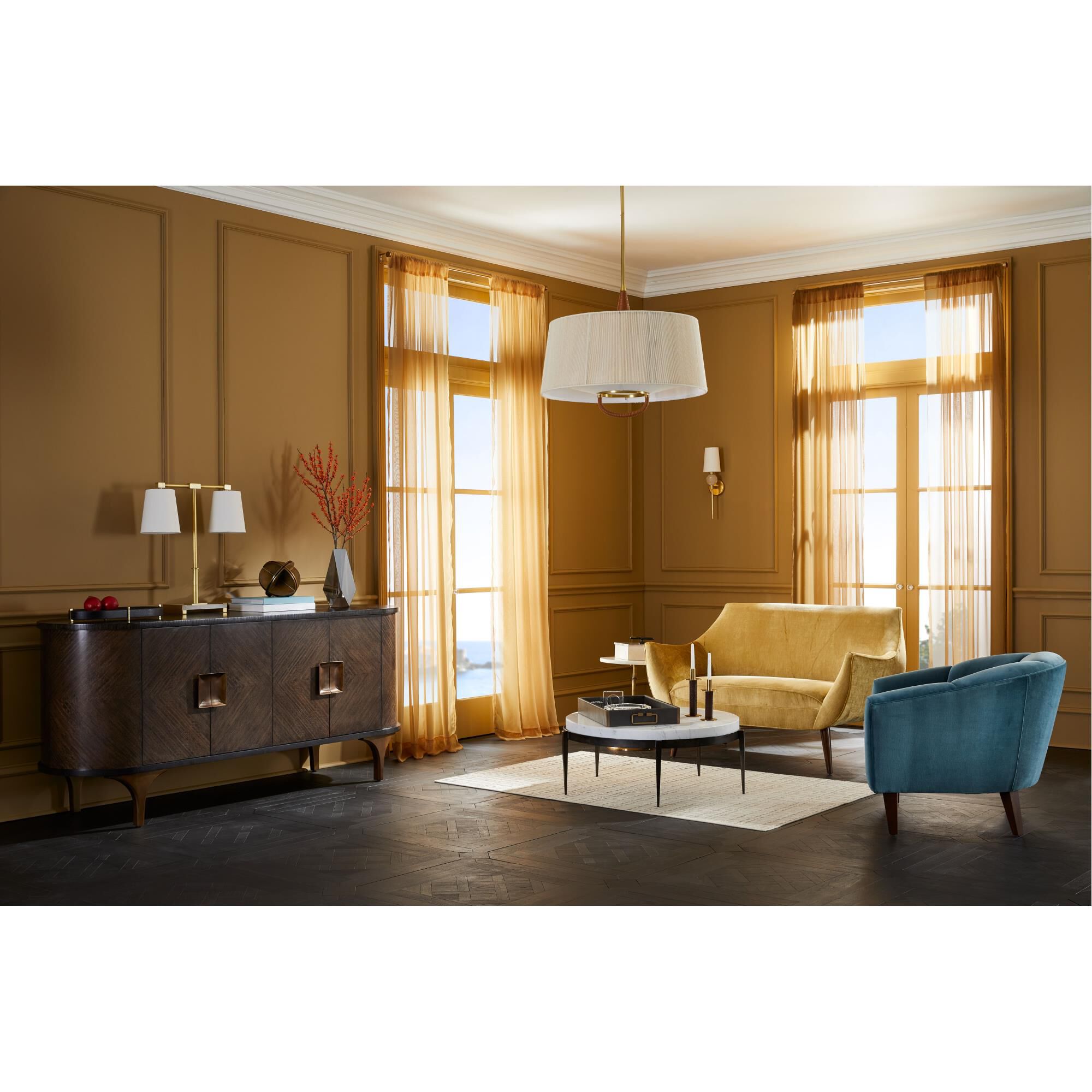 Shown in Natural finish and Linen shade