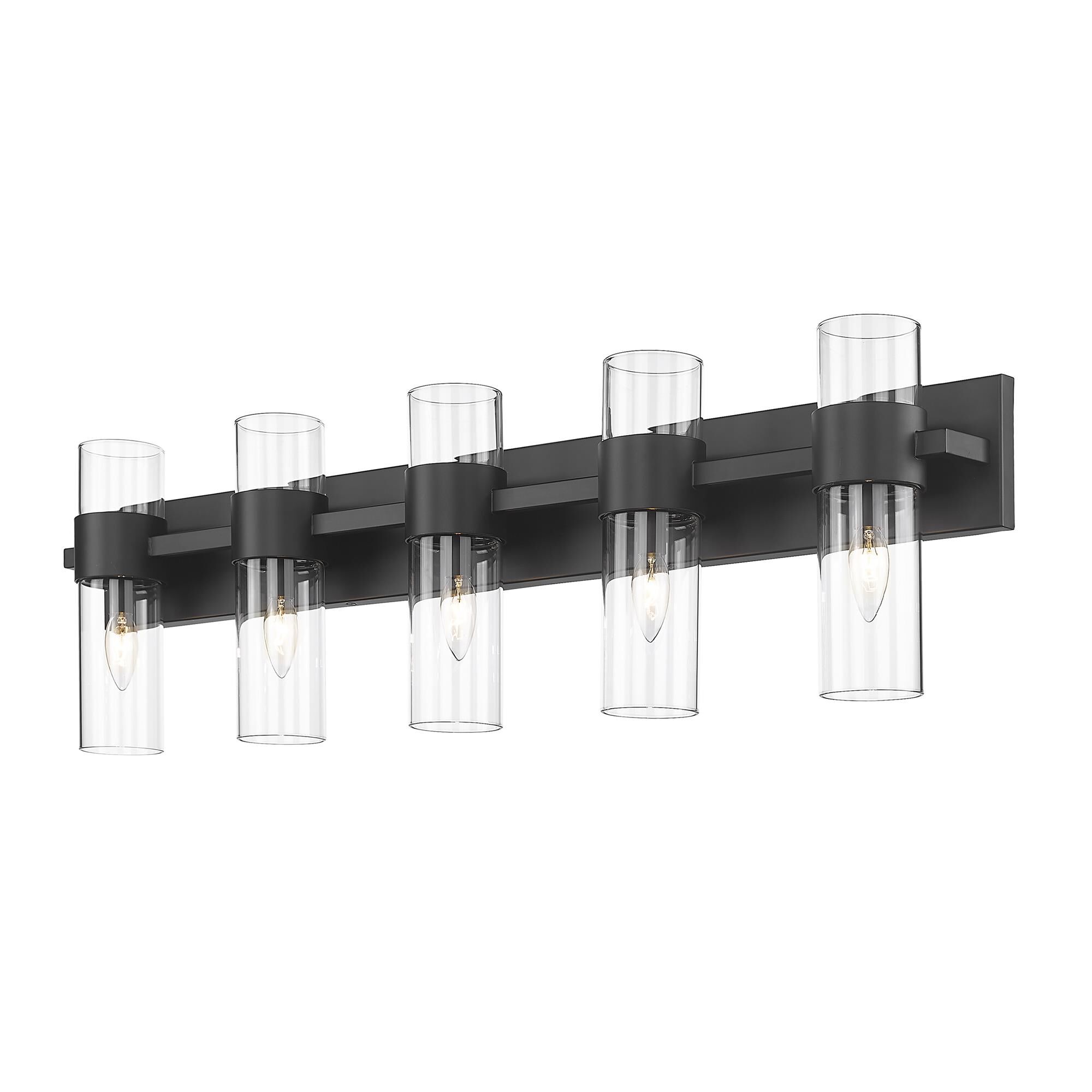 Shown in Matte Black finish and Clear glass