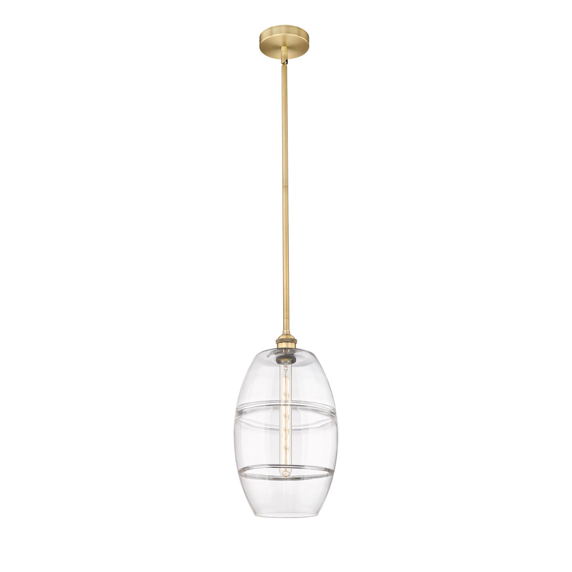 Shown in Brushed Brass finish and Clear glass